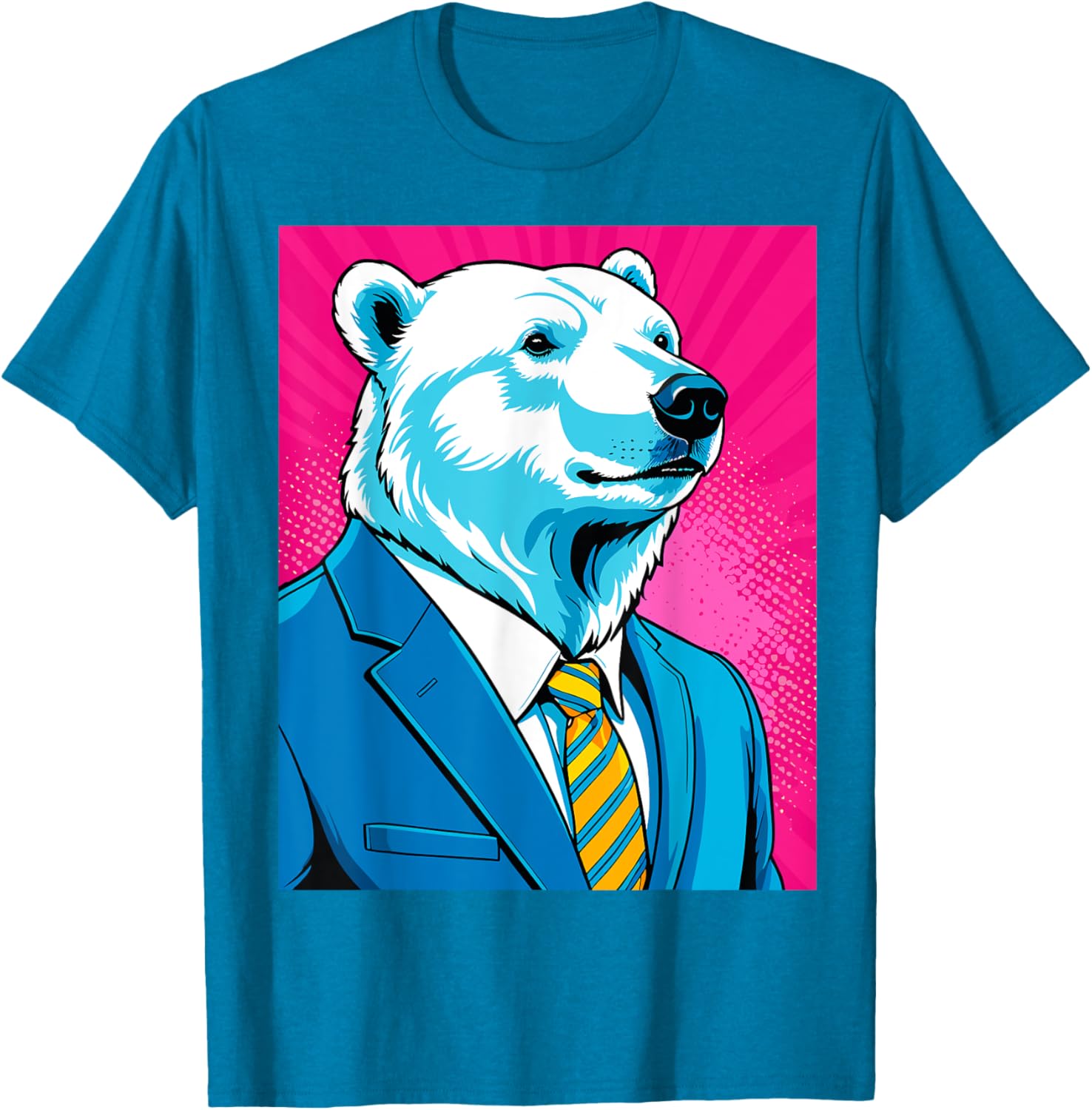 Pop Art Polar Bear in Suit T-Shirt for Fun and Unique Fashion - 1