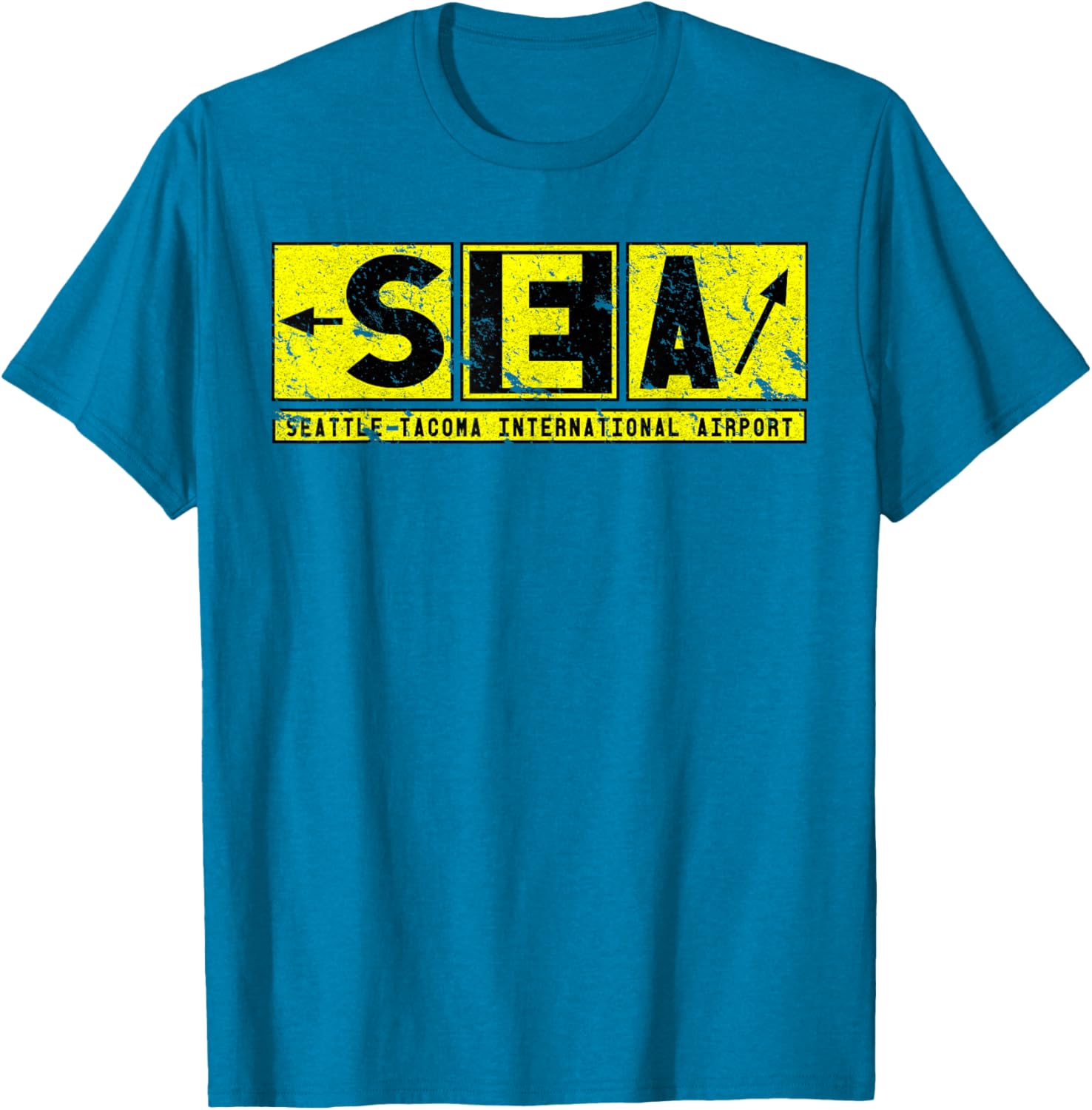 Vintage SEA Seattle Tacoma Airport Taxiway Sign Pilot T-Shirt - 7