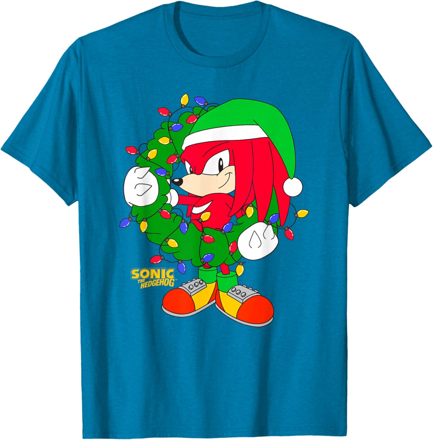 Sonic the Hedgehog Christmas Knuckle Wreath T-Shirt for Holiday Cheer - 4