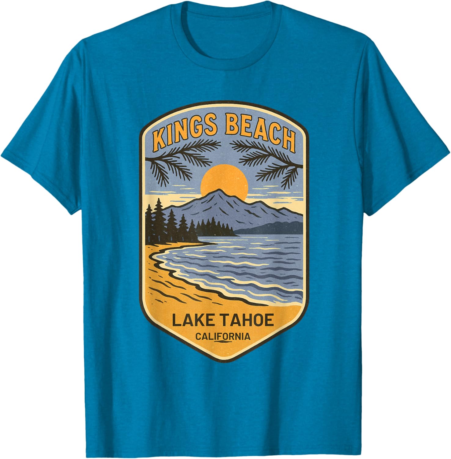 Retro Kings Beach Lake Tahoe T-Shirt Vintage Art Souvenir Apparel - 4