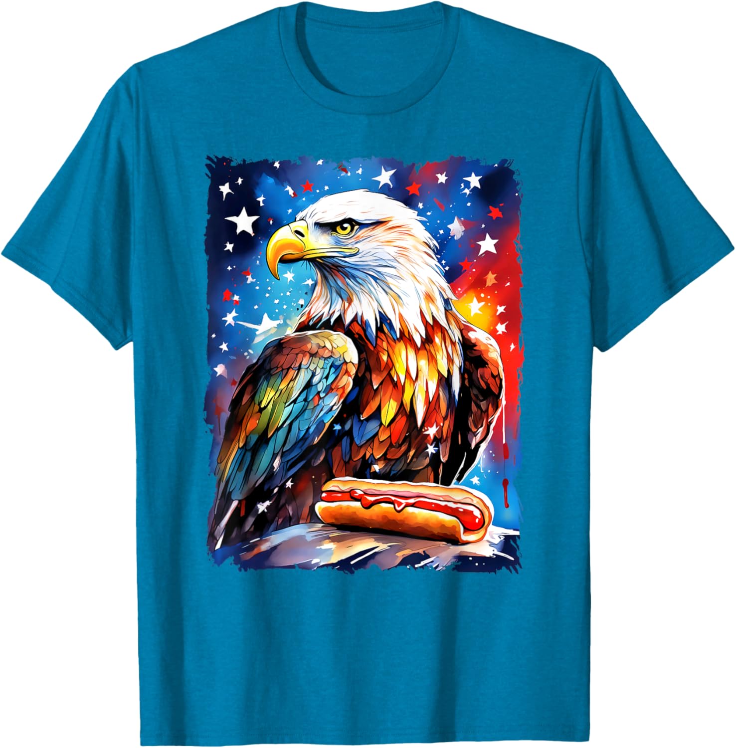 Patriotic 4th of July T-Shirt with Hotdog and Eagle Design for All Ages - 23