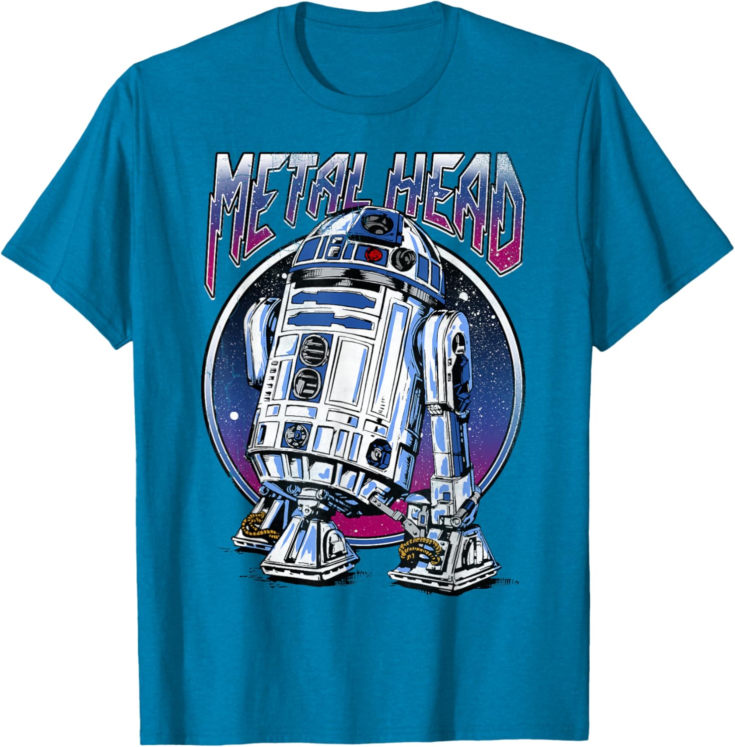 Vintage Star Wars R2D2 Metal Head T-Shirt for Disney Fans - 8