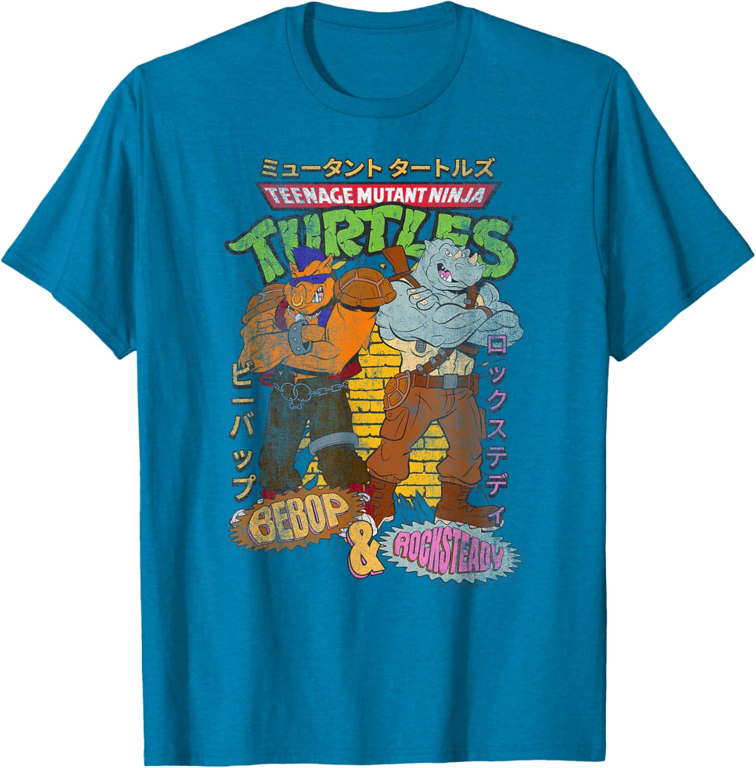 Retro Teenage Mutant Ninja Turtles Bebop & Rocksteady Kanji T-Shirt - 4
