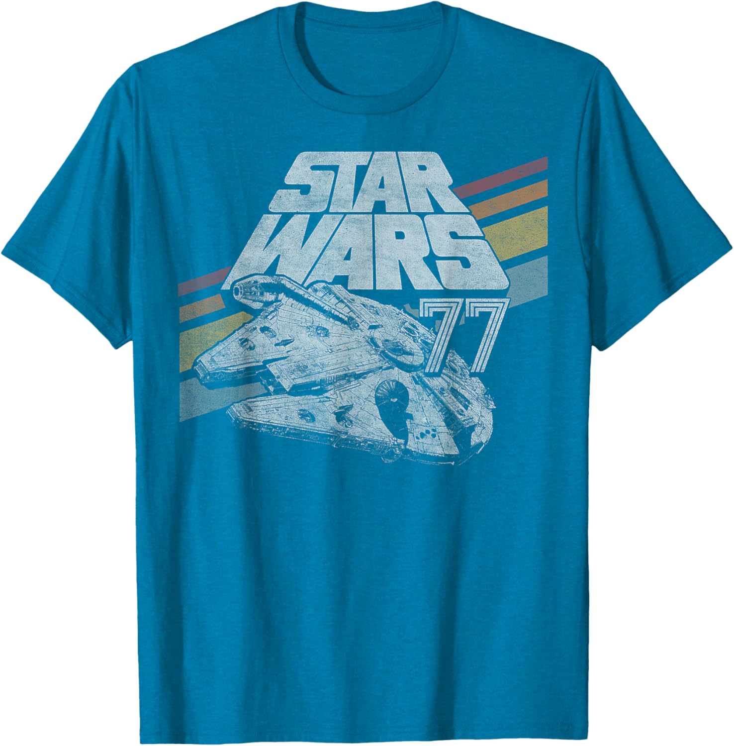Retro Star Wars Millennium Falcon T-Shirt with Diagonal Stripes for Fans - 4