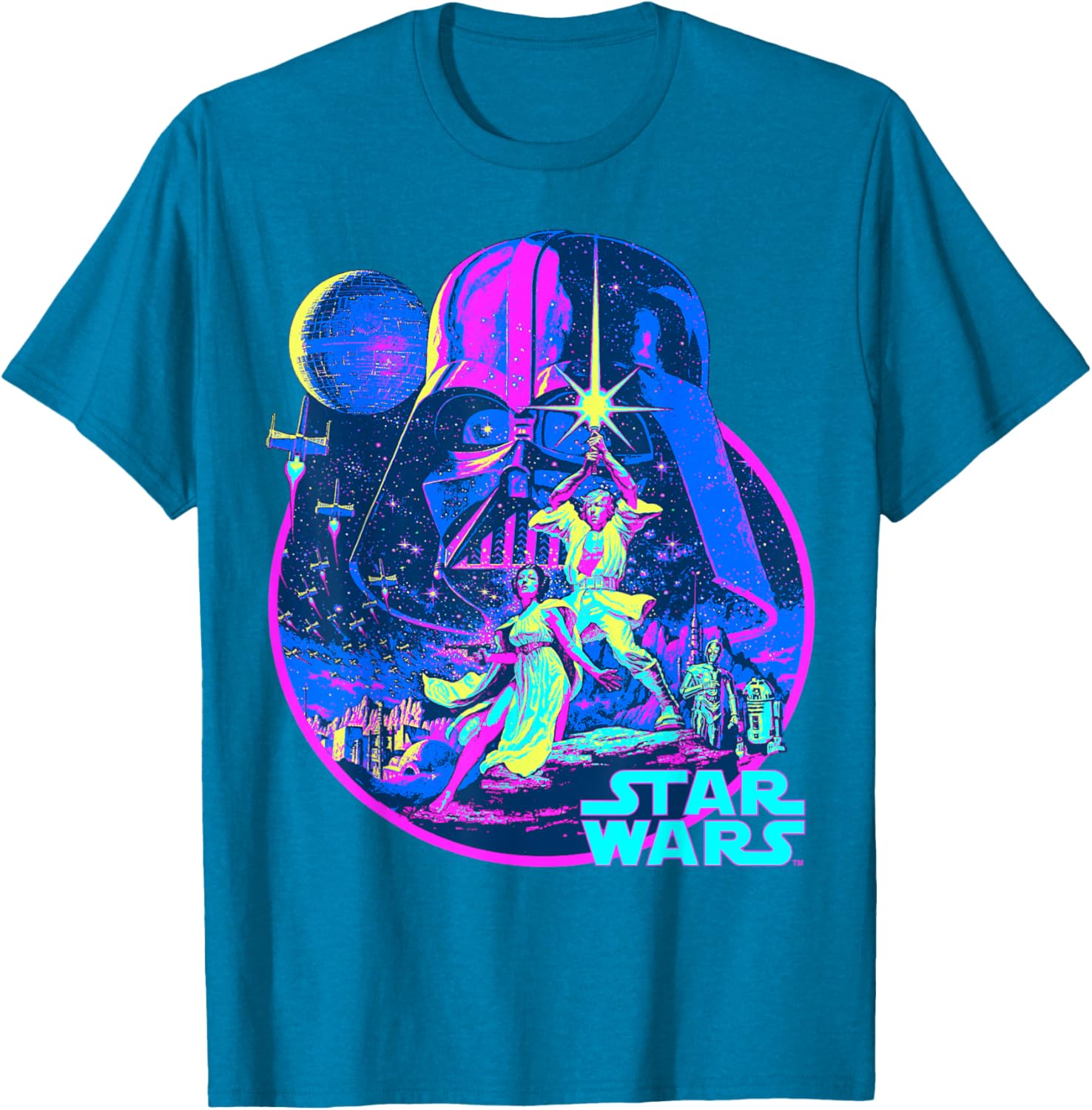 Star Wars Neon Poster T-Shirt for Fans of Disney Classic Adventure - 14
