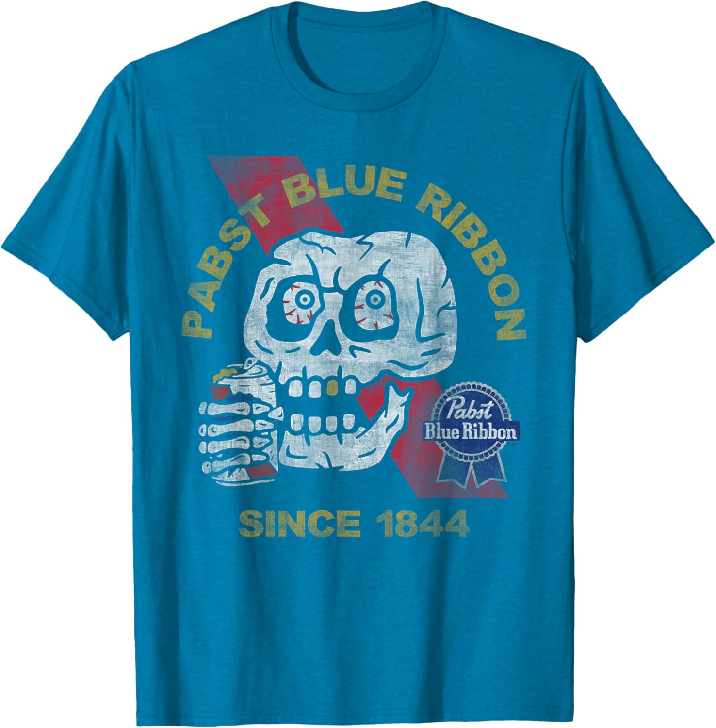 Weathered Pabst Beer Skull T-Shirt Vintage Style Since 1844 - 8