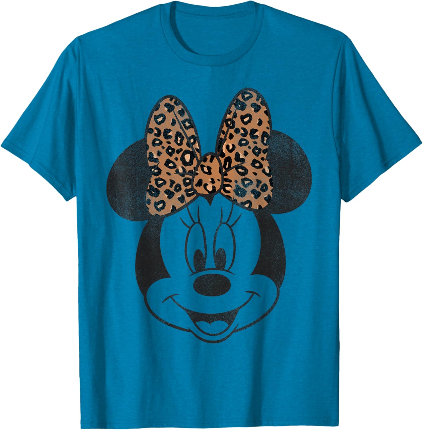 Vintage Disney Minnie Mouse Distressed Leopard Bow T-Shirt for Women - 8