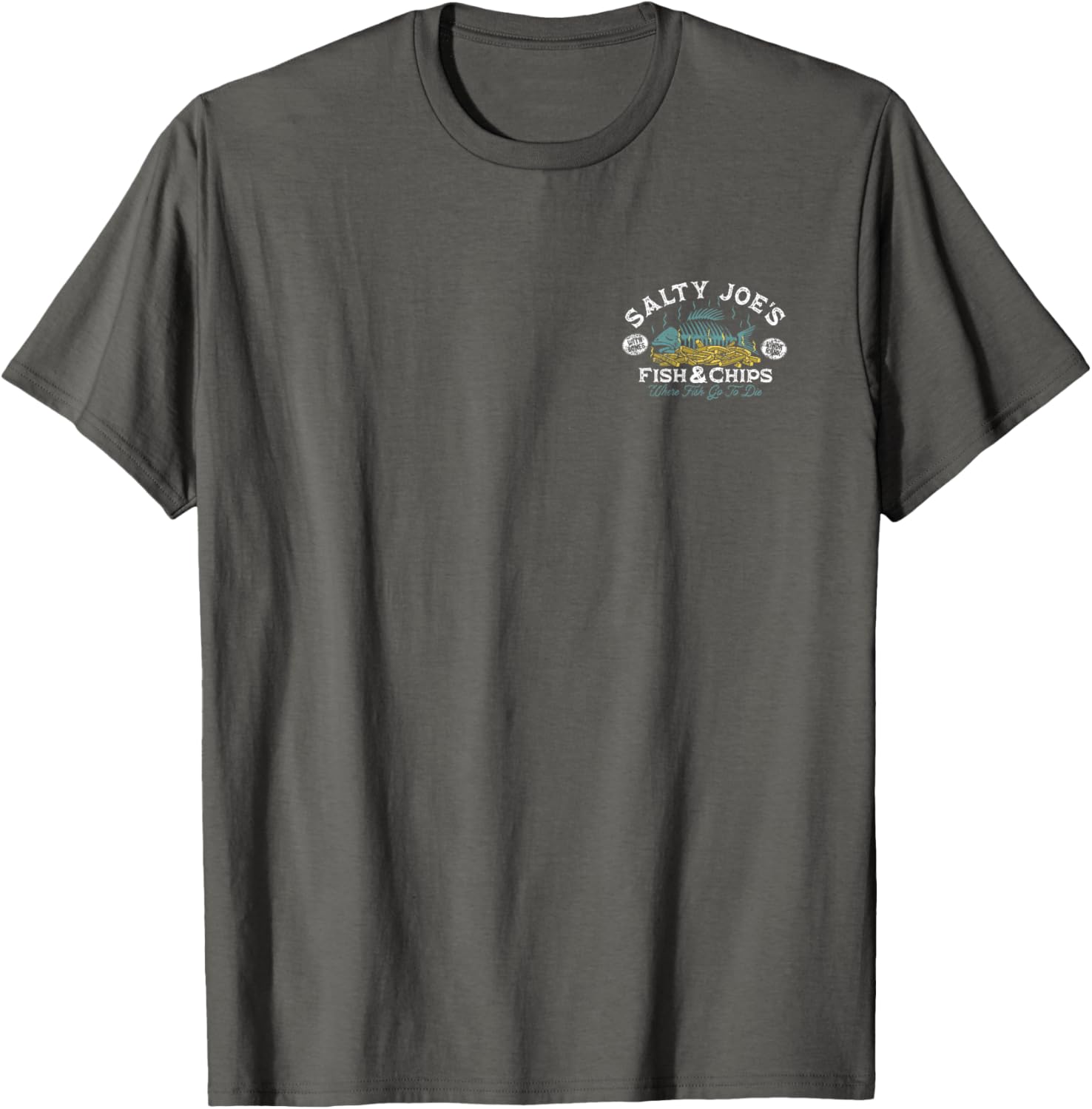 Salty Joe's Fish and Chips Logo Graphic T-Shirt for Casual Style Fans - 18