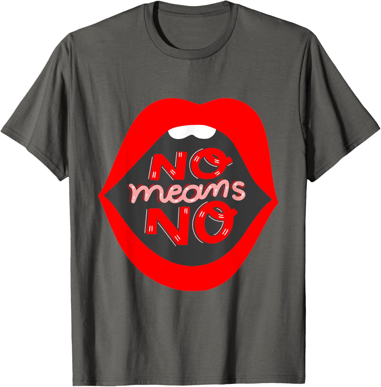 Retro Feminist No Means No Consent Pop Art Lips T-Shirt for Awareness - 17