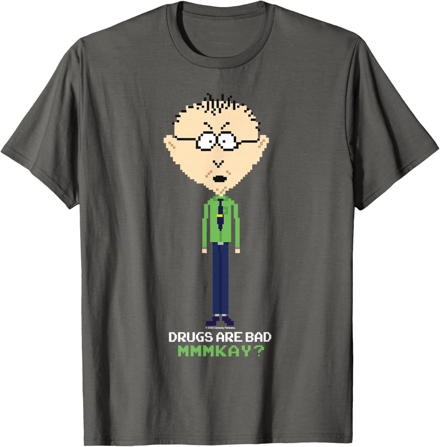 South Park Mr Mackey Drugs Are Bad Pixelated Graphic T-Shirt for Fans - 1