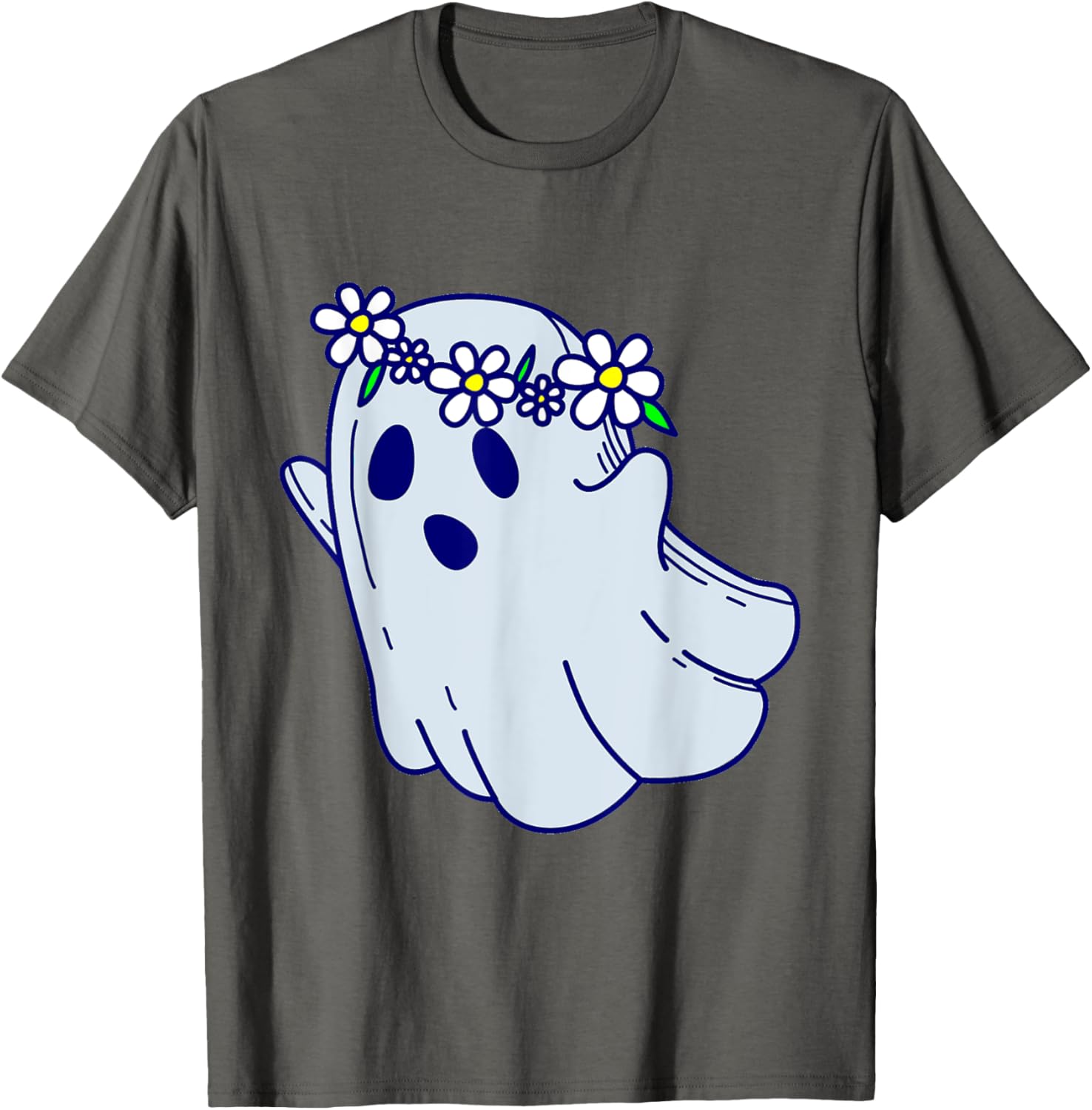Groovy Halloween Ghost Boho Floral 1960s Goth T-Shirt for Spooky Style - 10
