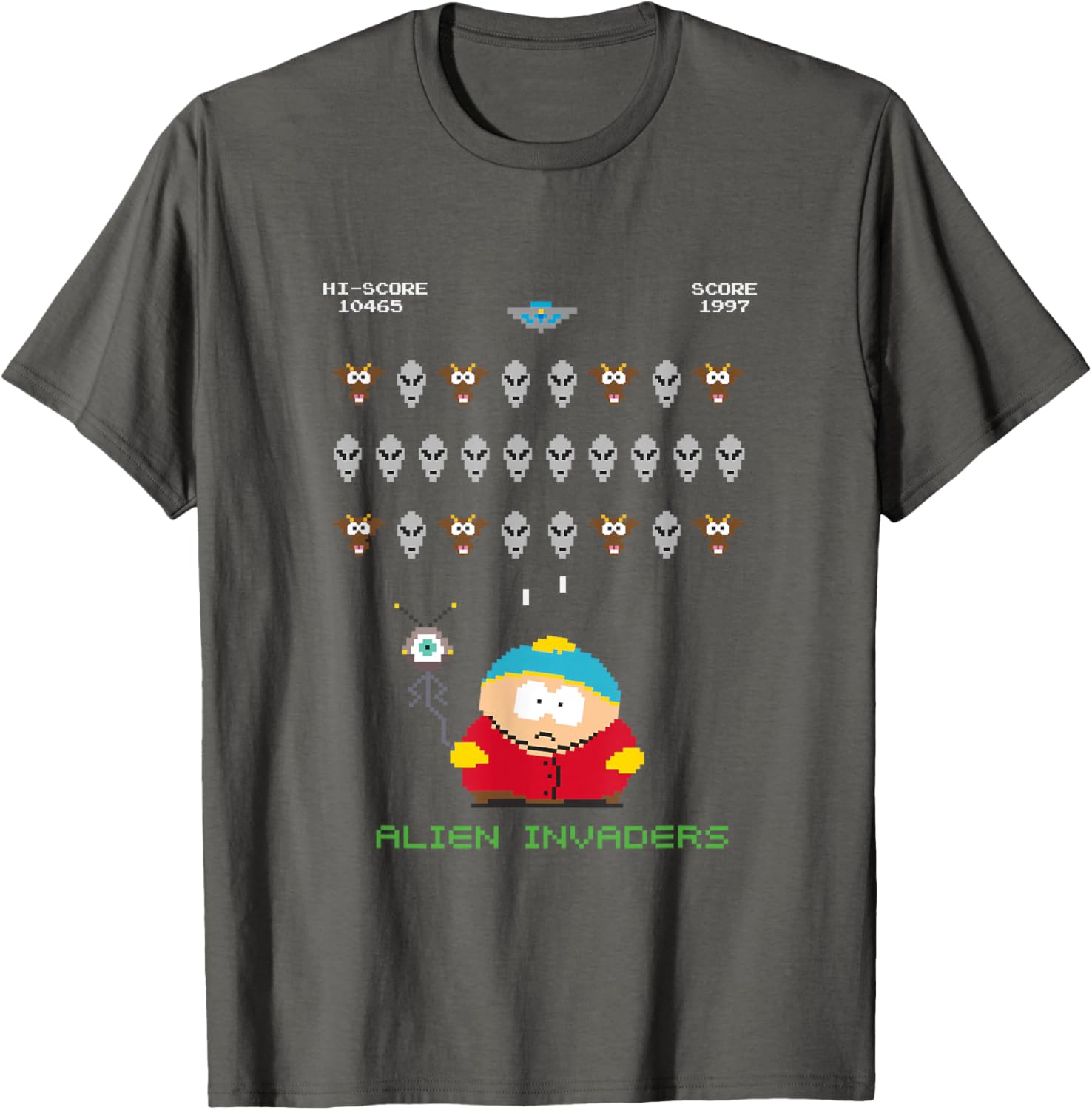 South Park Cartman Alien Invaders 8-Bit Pixel T-Shirt for Fans - 12