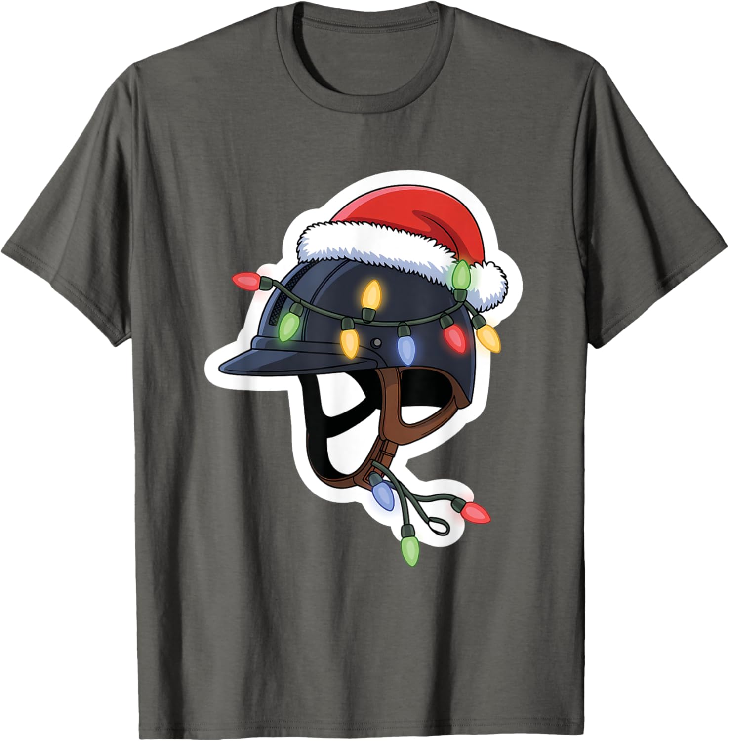 Festive Christmas Riding Helmet Holiday T-Shirt for Equestrian Fans - 4