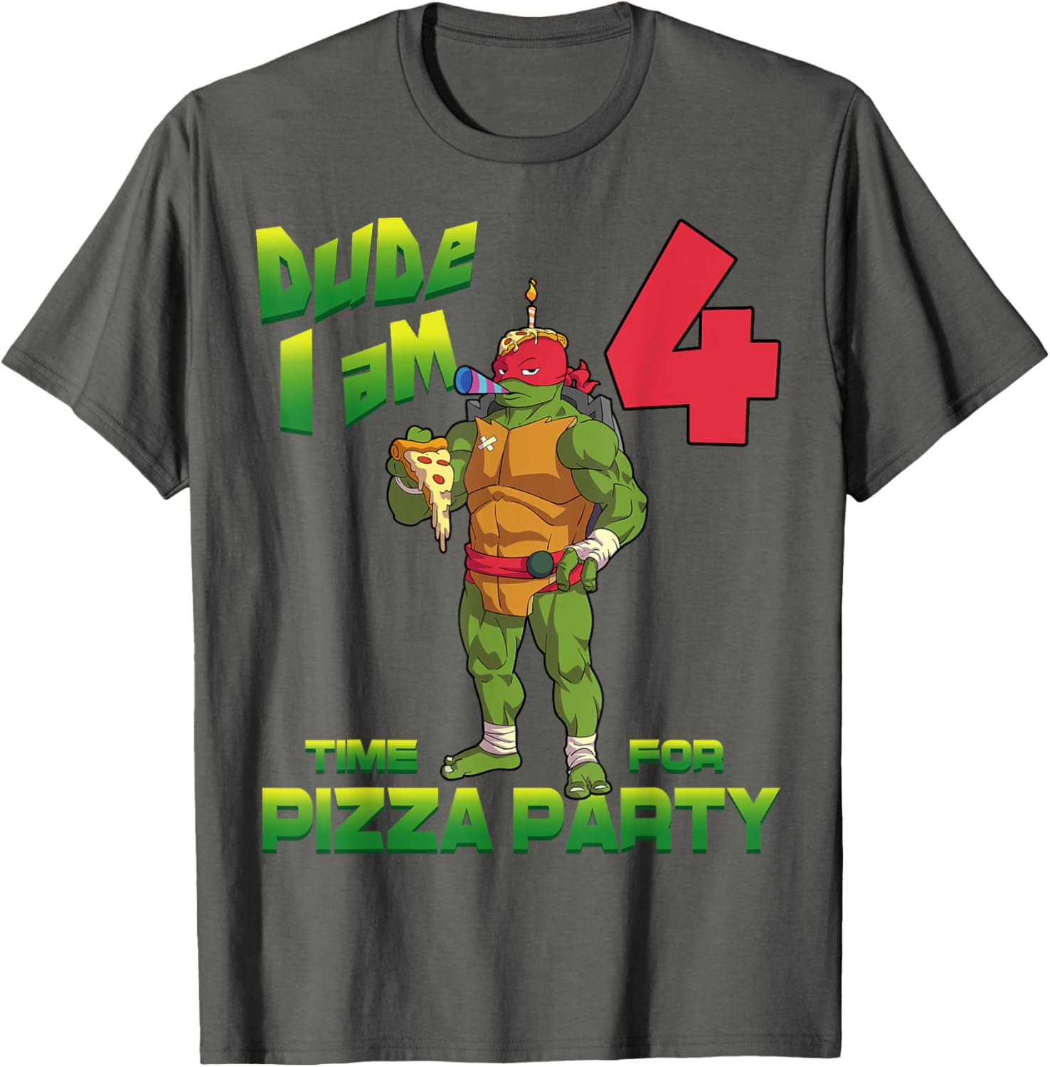 TMNT Raph Pizza Birthday Party T-Shirt for 4 Year Olds - Fun Kid's Clothing - 8