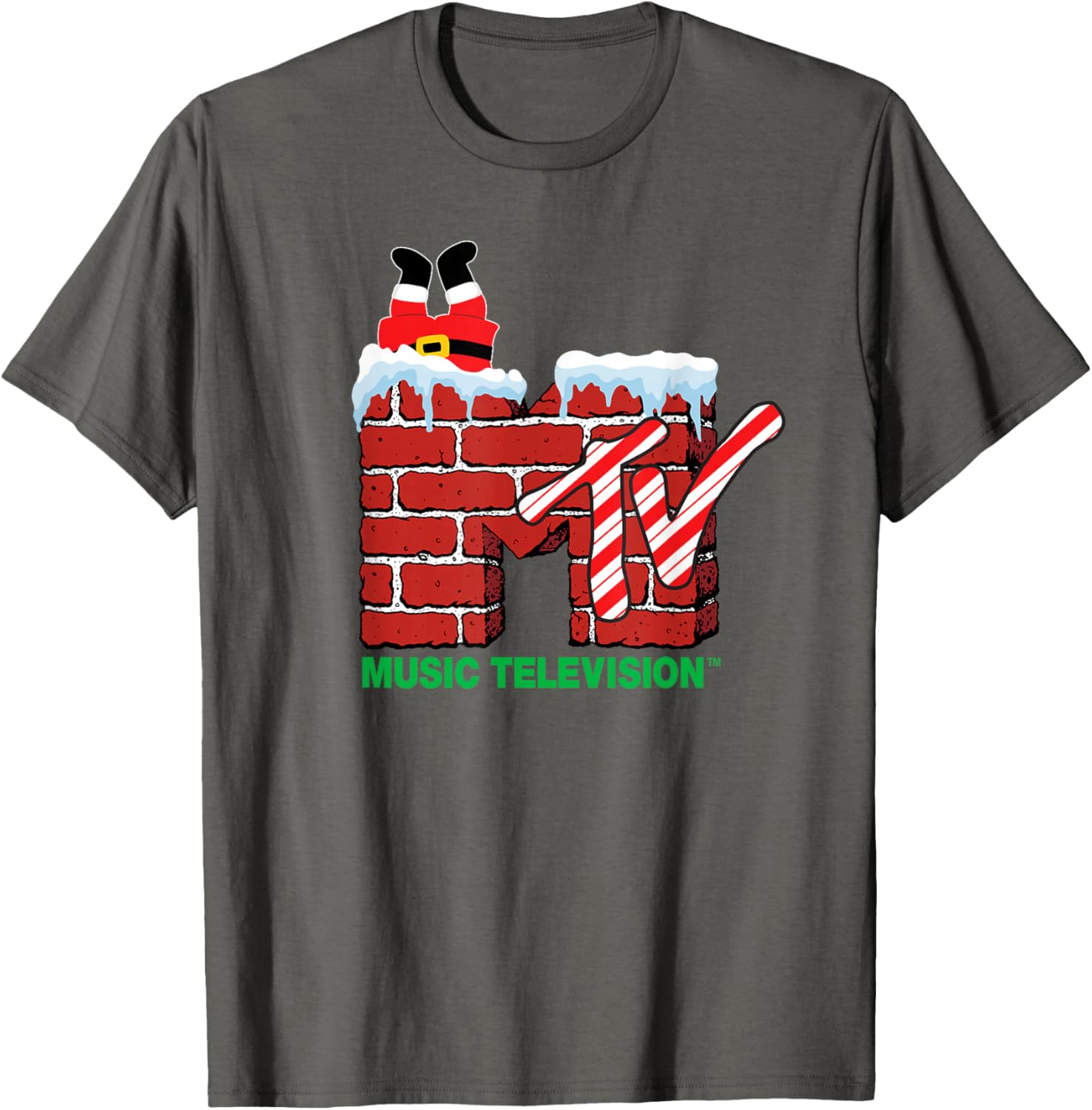 MTV Christmas Santa Claus Chimney Vintage T-Shirt for Holiday Cheer - 7