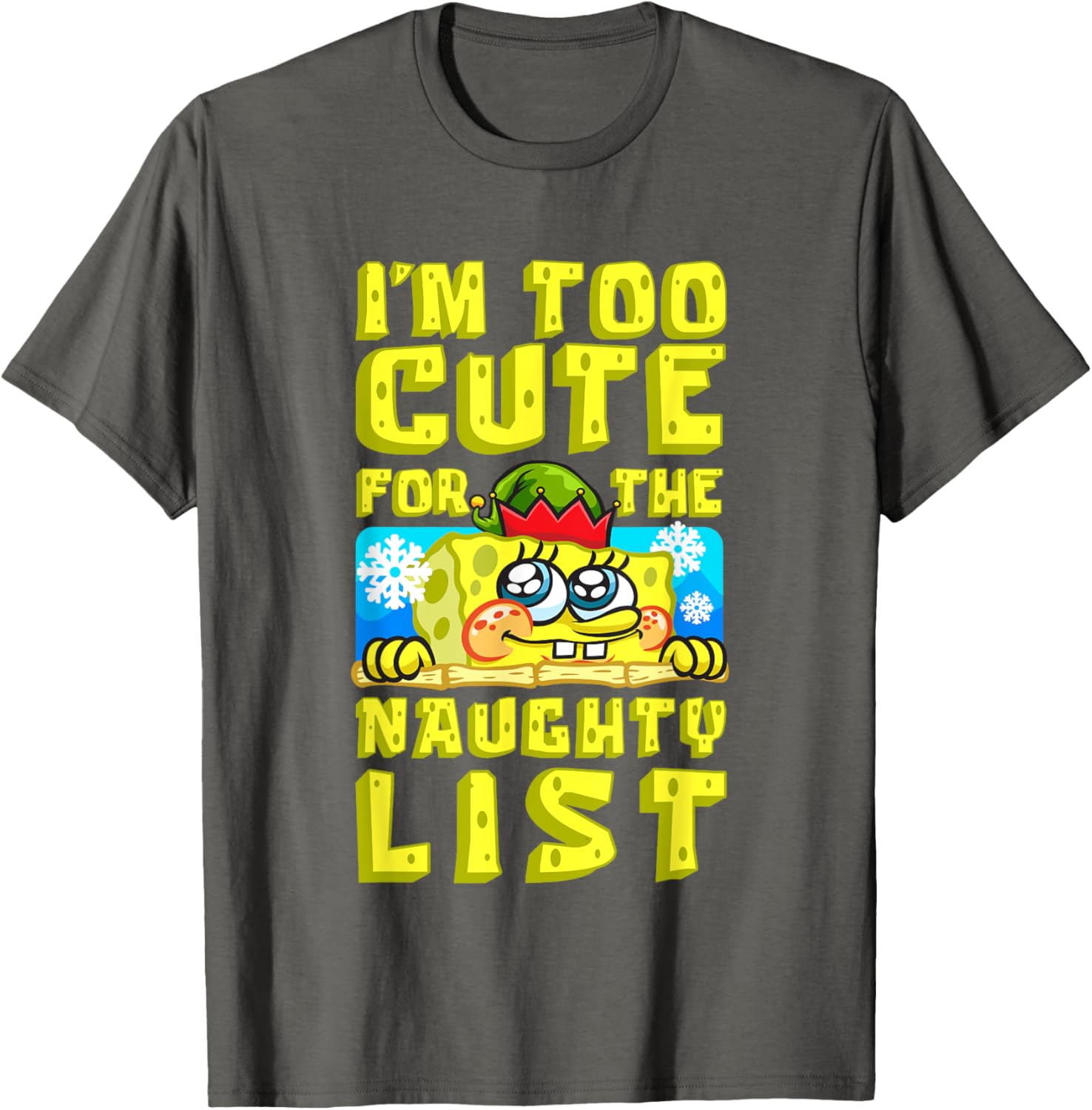 SpongeBob Christmas I'm Too Cute for the Naughty List T-Shirt Gift - 16