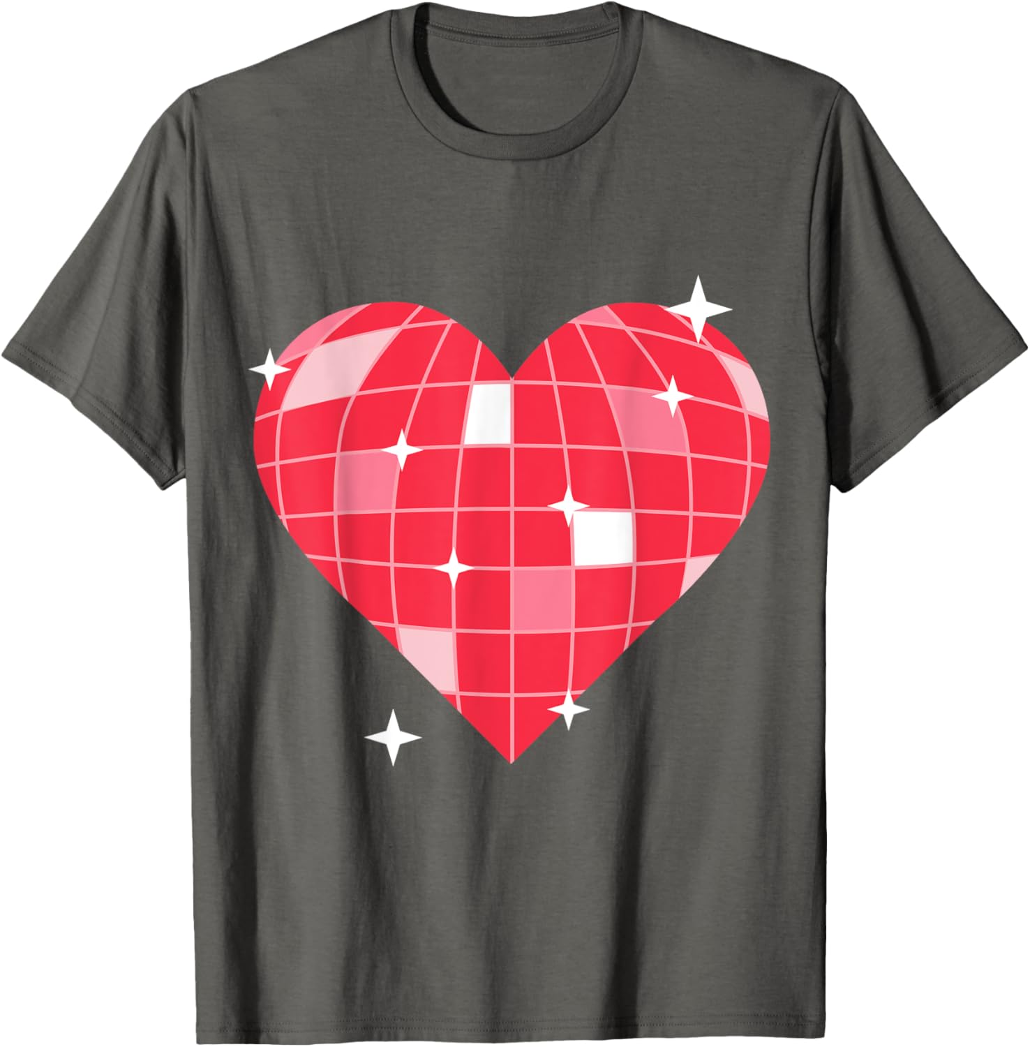 Retro 1970s Pink Heart Disco Ball T-Shirt for Vintage Lovers - 15