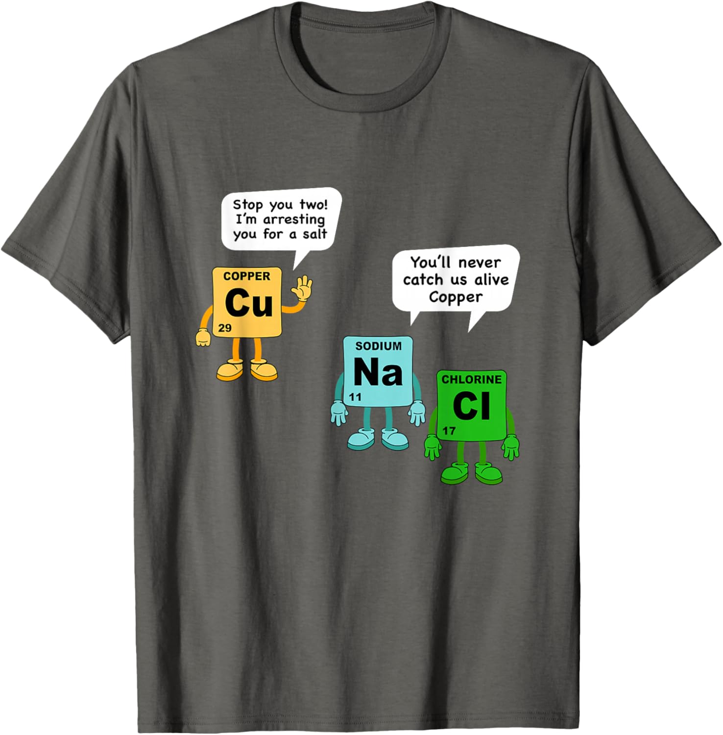 Salt and Copper Chemistry T-Shirt for Students - Fun Science Apparel - 1