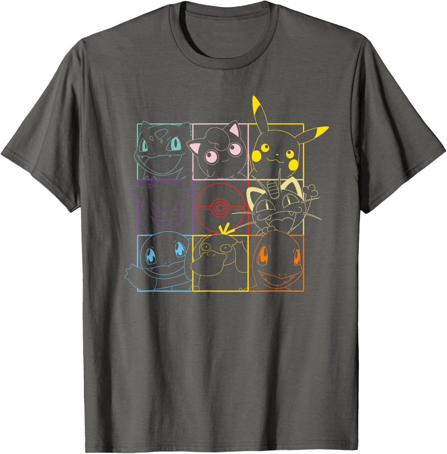 Pokemon Adult Unisex Black Grid T-Shirt for Casual Style Fun - 4