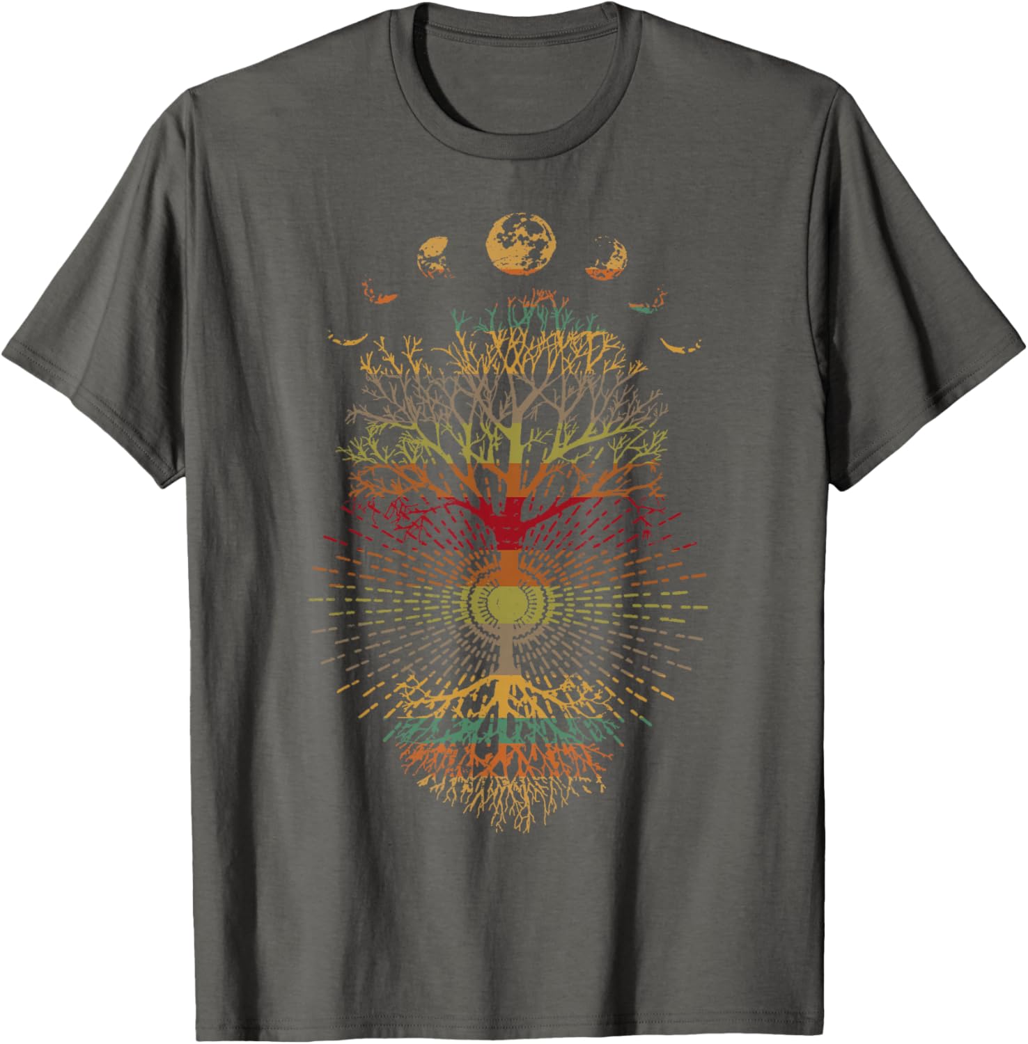 Phases of the Moon Retro Tree of Life T-Shirt 60s 70s Vibe - 7