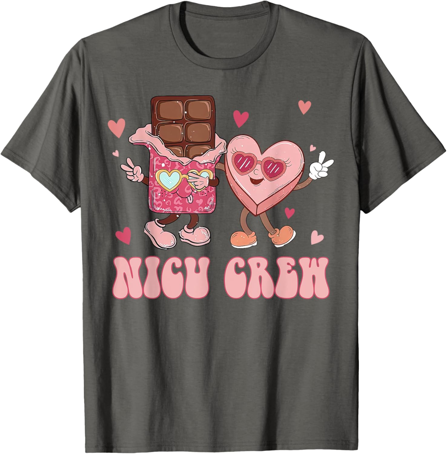 Retro NICU Crew Valentine's Day T-Shirt for Nurses with Cute Heart Design - 15