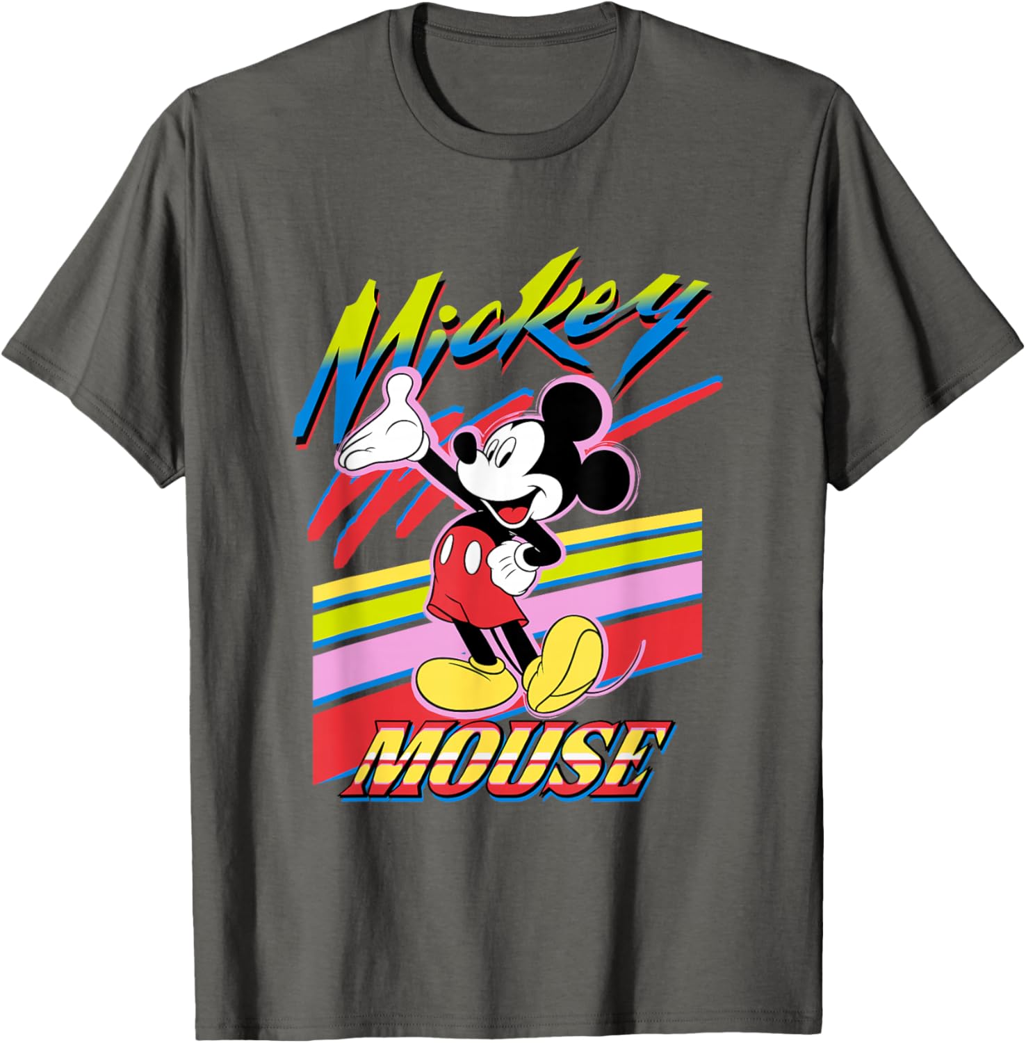 Vintage Disney Mickey and Friends Rainbow Stripes T-Shirt for Fun Style - 9