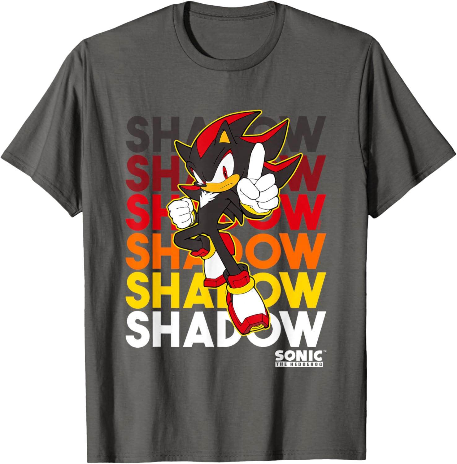 Sonic The Hedgehog Shadow Logo Stacked Text Cool Graphic T-Shirt - 13