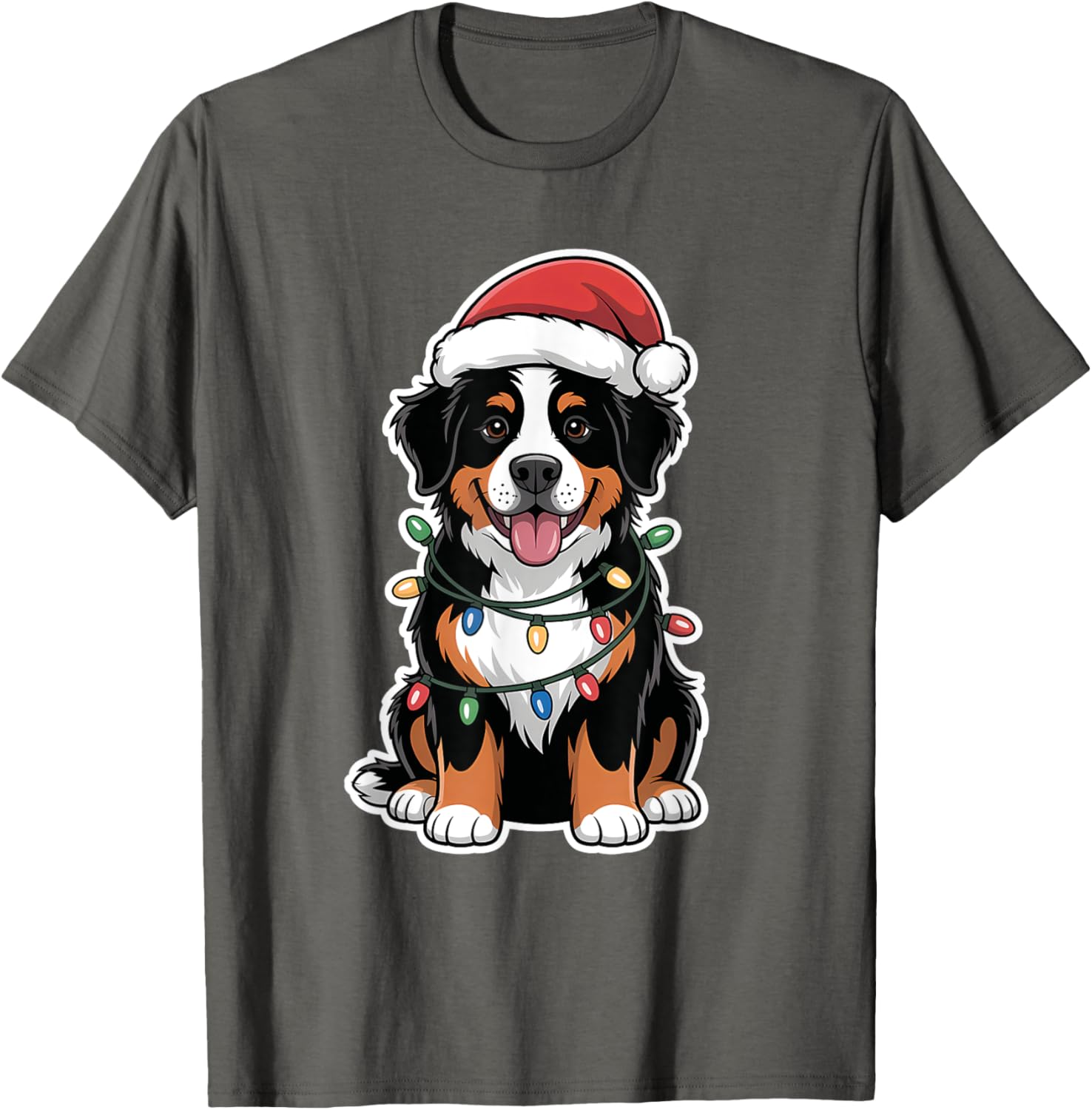 Bernese Mountain Dog Christmas Lights T-Shirt for Holiday Cheer - 2