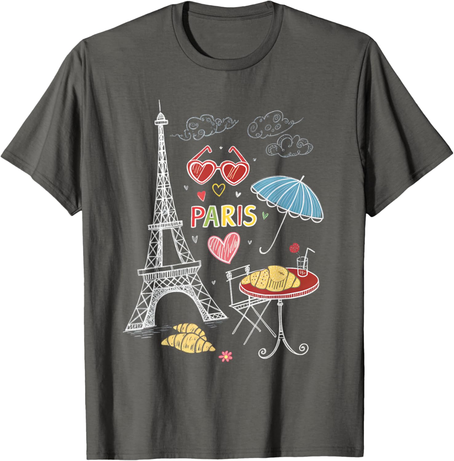 Paris Eiffel Tower Cafe Scene T-Shirt for Girls - Perfect Travel Souvenir - 9