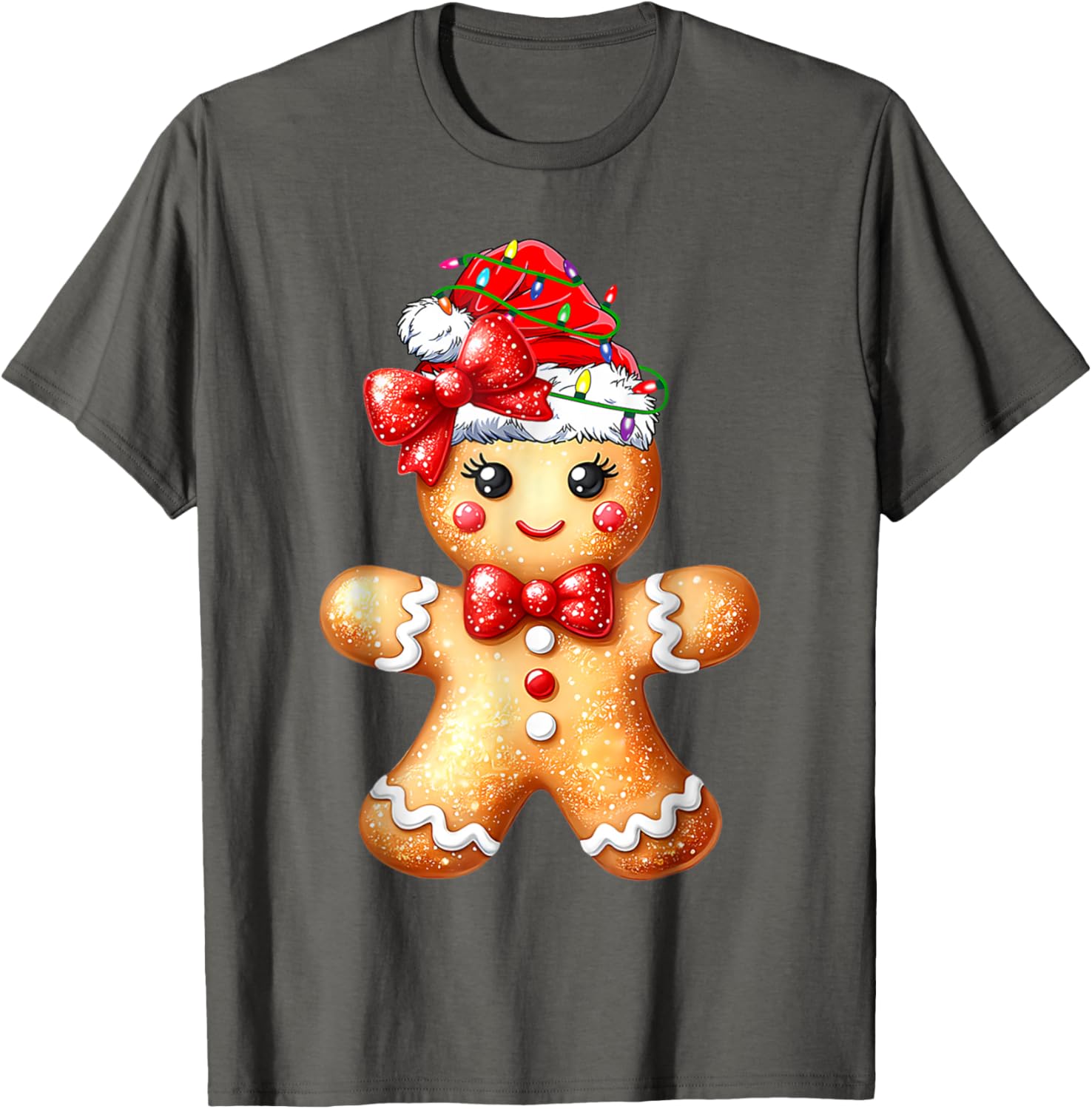 Merry Christmas Gingerbread Santa T-Shirt for Girls and Women - 14