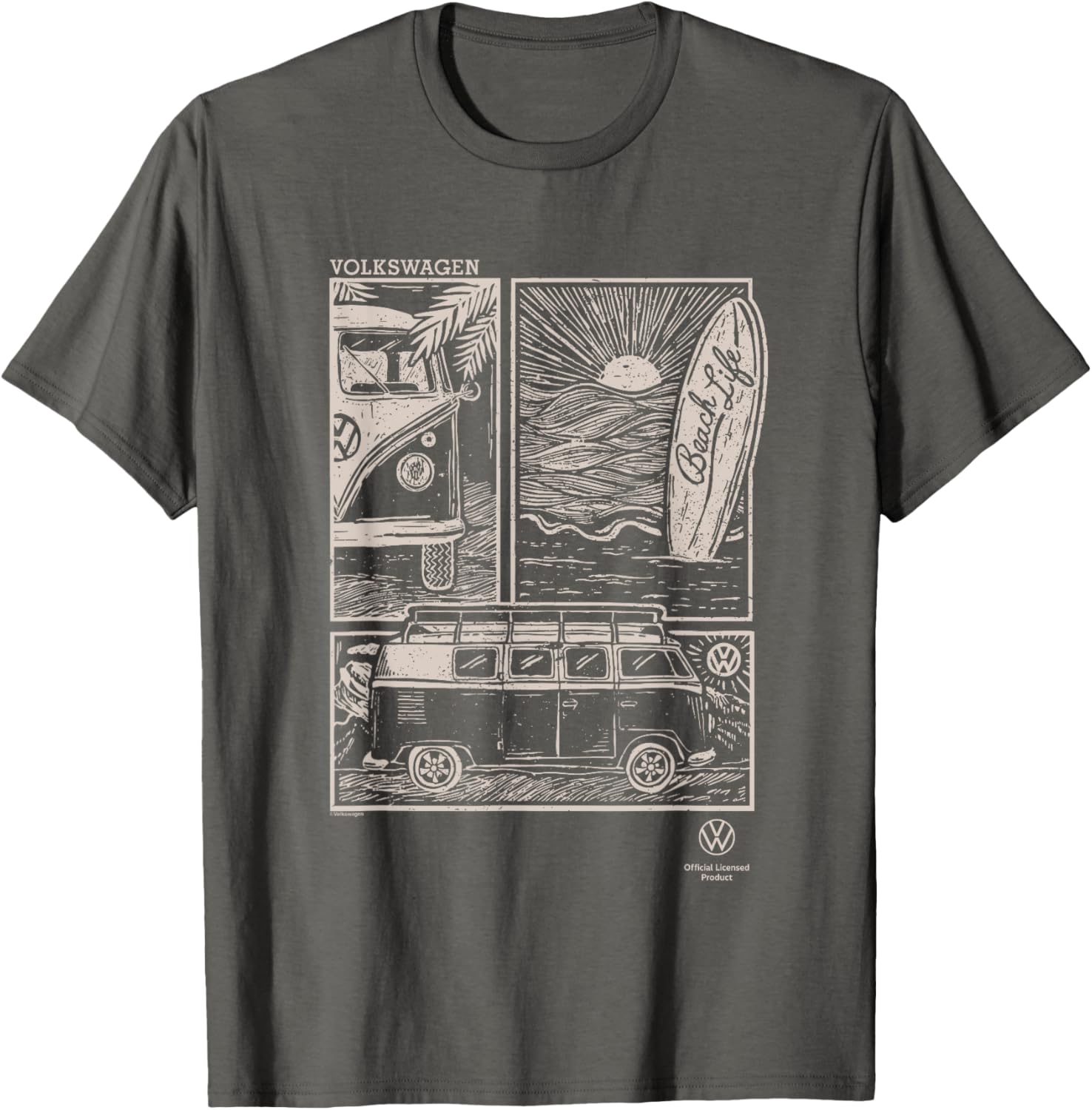 Volkswagen T1 Campervan Surf Sketch T-Shirt for Beach Lovers and Adventurers - 4