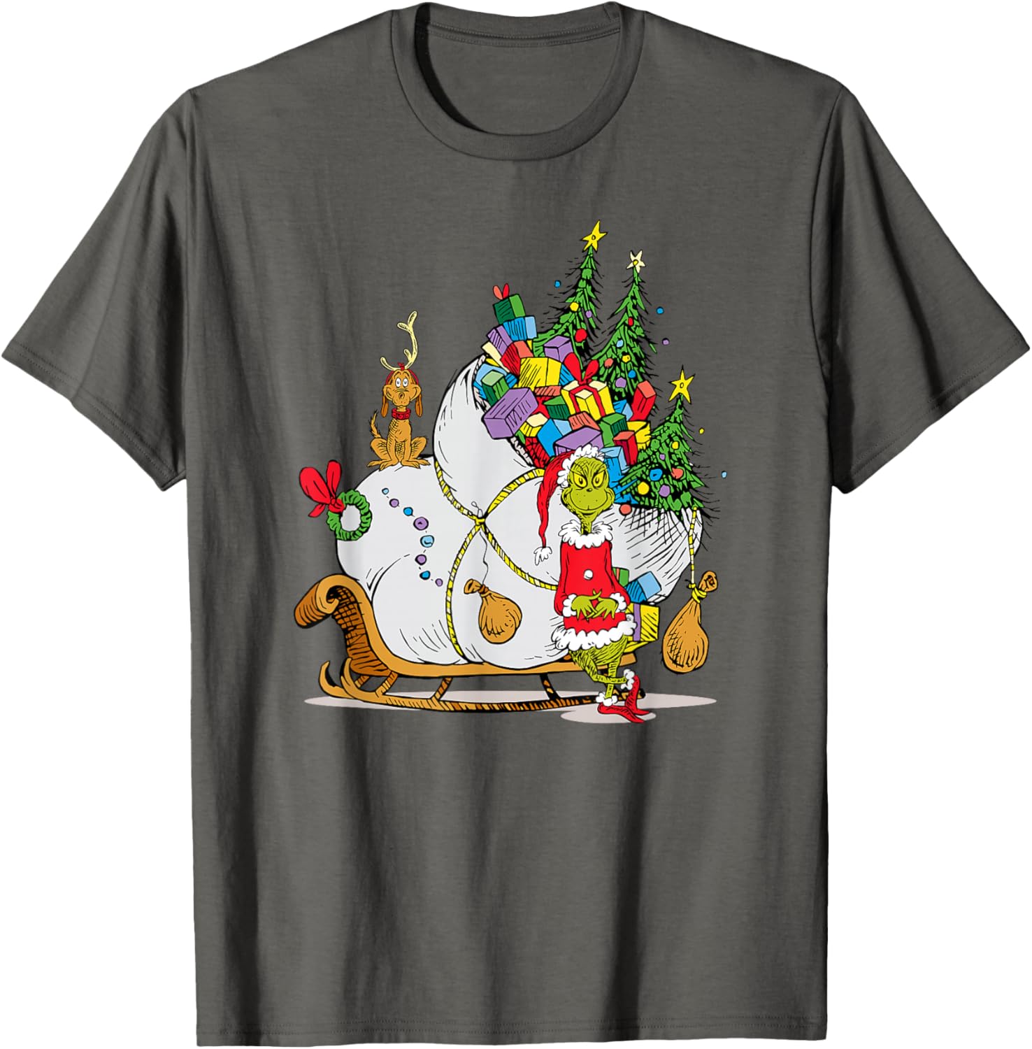Dr. Seuss Grinch Sleigh T-Shirt - Fun Christmas Apparel for Everyone - 10