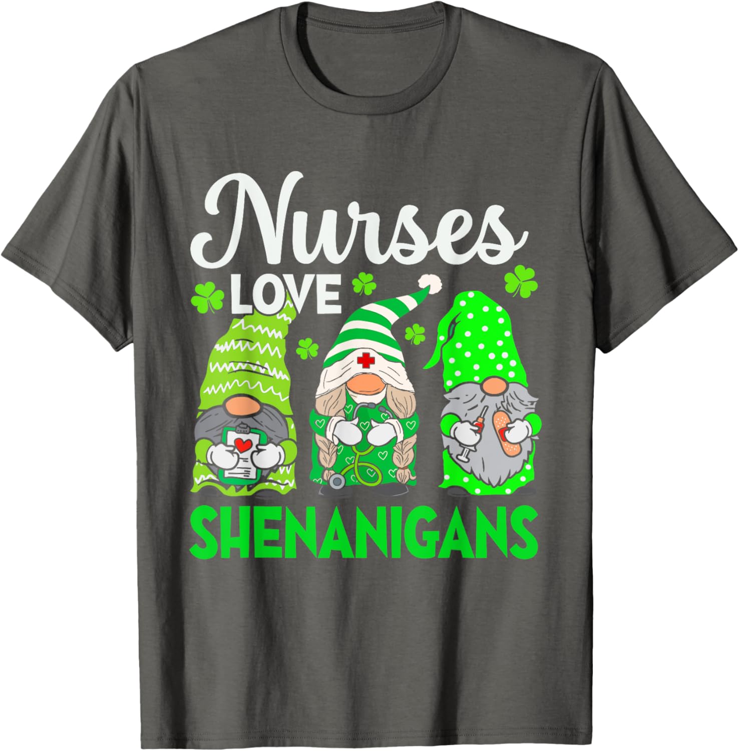 St Patricks Day Gnomes Nurses Love Shenanigans Scrub Top for Women - 5
