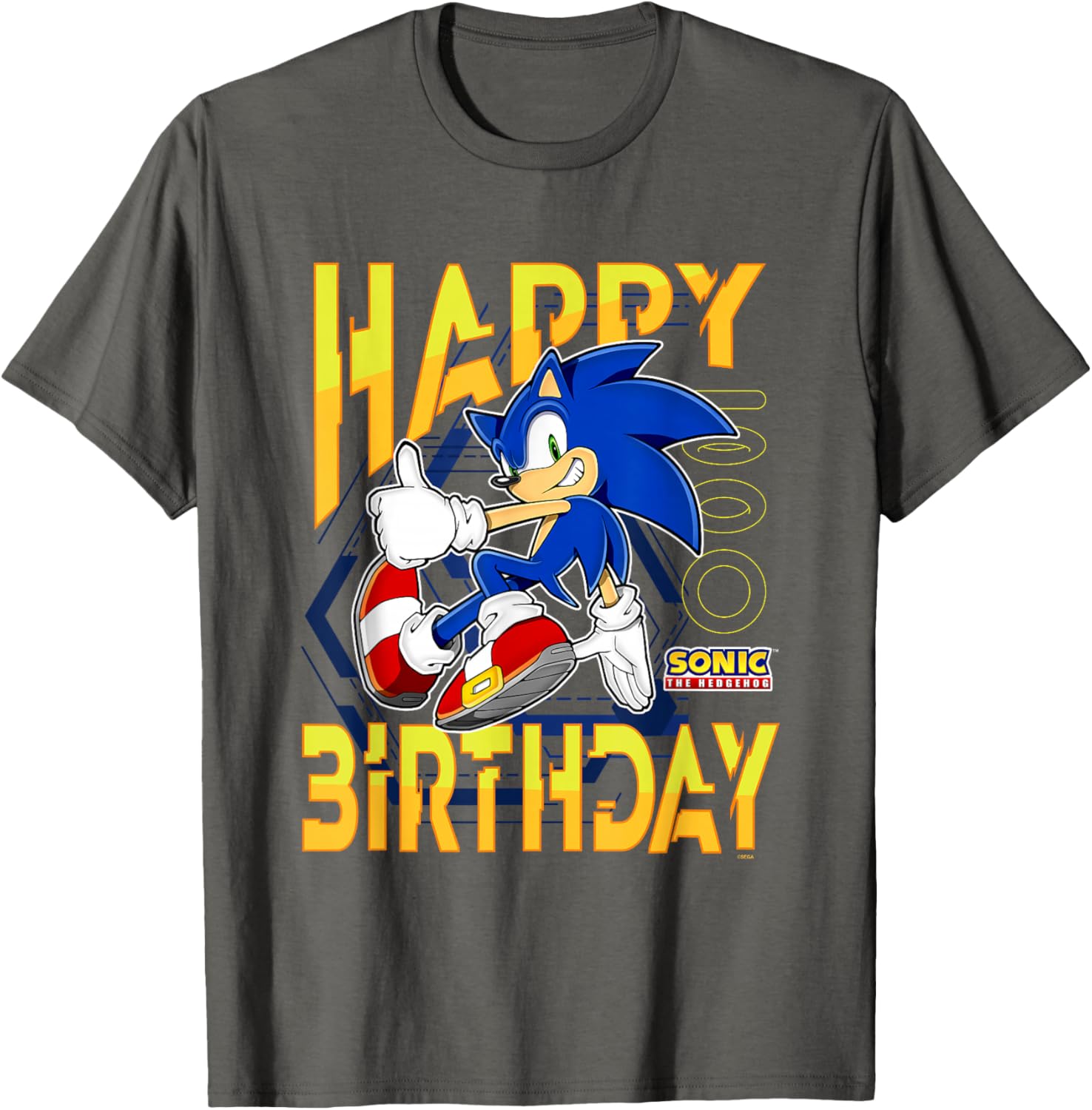 Sonic The Hedgehog Birthday T-Shirt with Thumbs Up Logo for Kids - 1