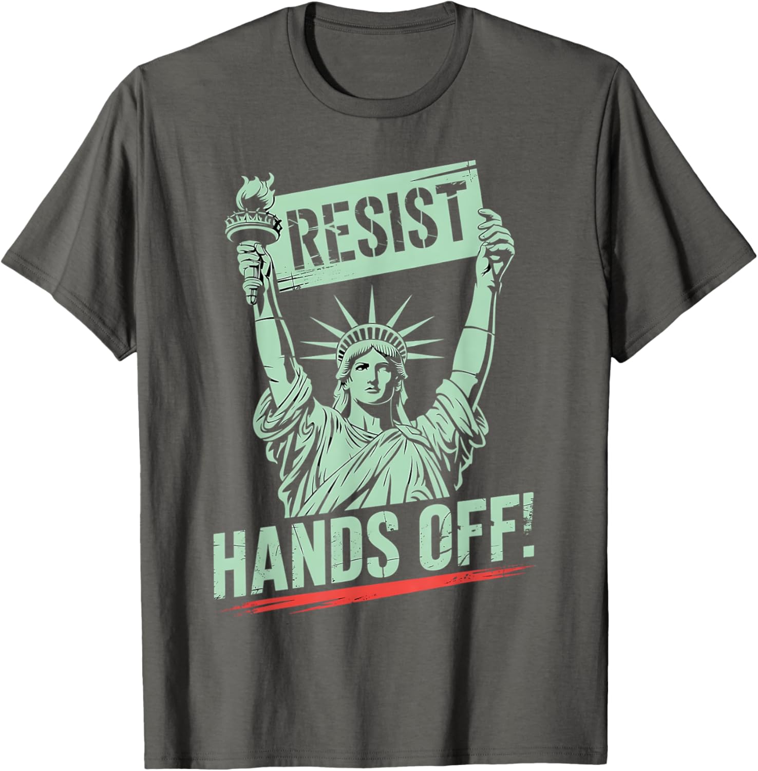 Statue of Liberty Resist Hands Off Graphic T-Shirt for Protest Awareness - 3
