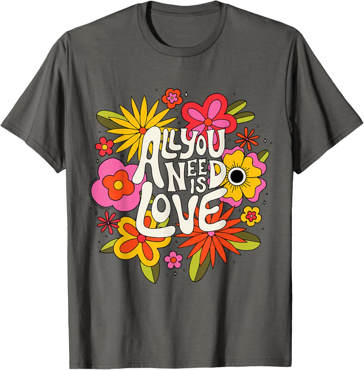 The Beatles All You Need Is Love Retro Floral T-Shirt for Music Lovers - 1