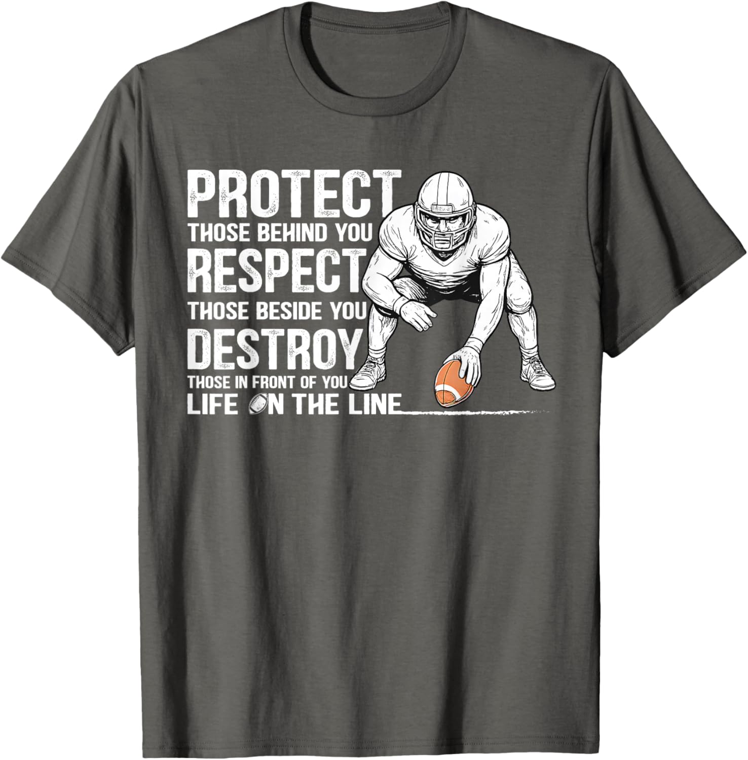 Vintage Protect Respect Destroy Offensive Lineman Football T-Shirt - 1