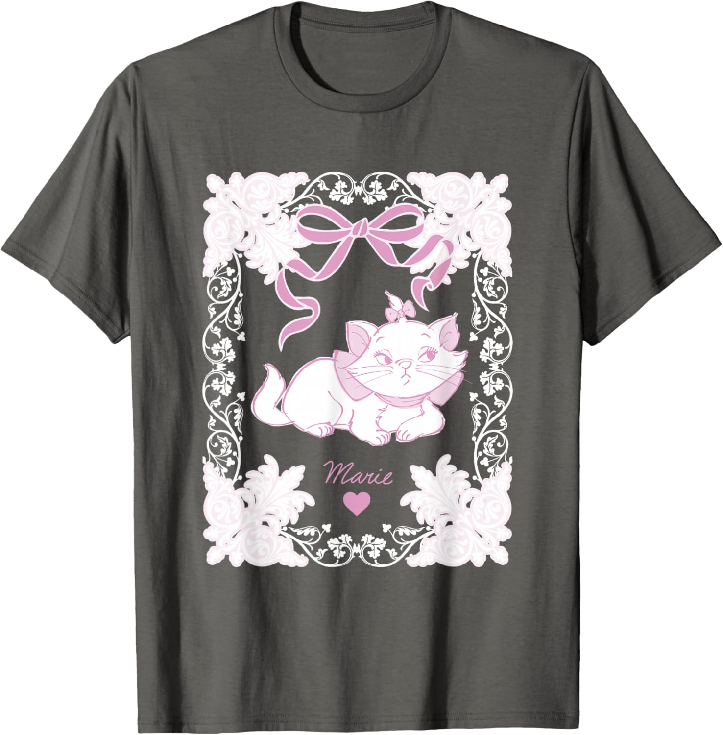 Vintage Marie Aristocats Lace and Ribbon Frame T-Shirt for Disney Fans - 2