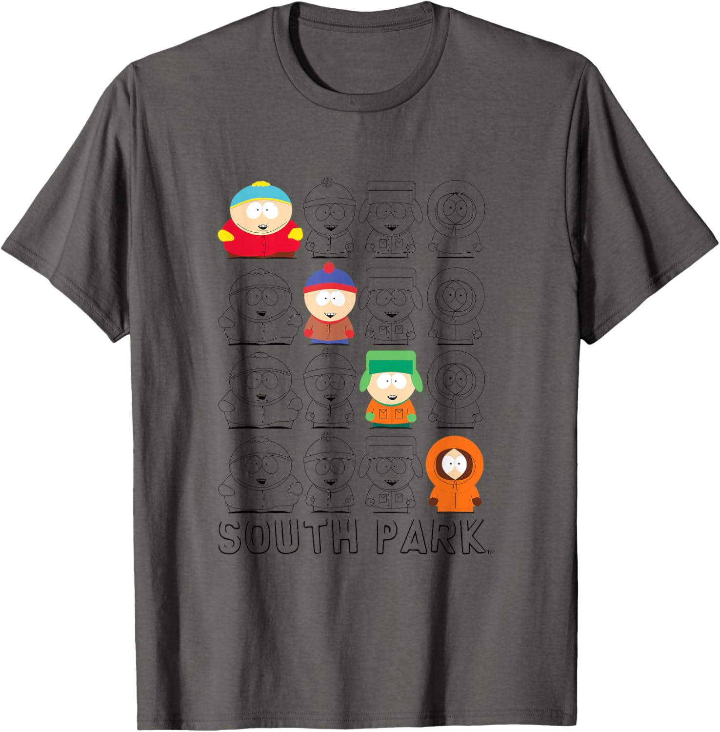 South Park Diagonal Character Box Up T-Shirt for Fun Stylish Fans - 2