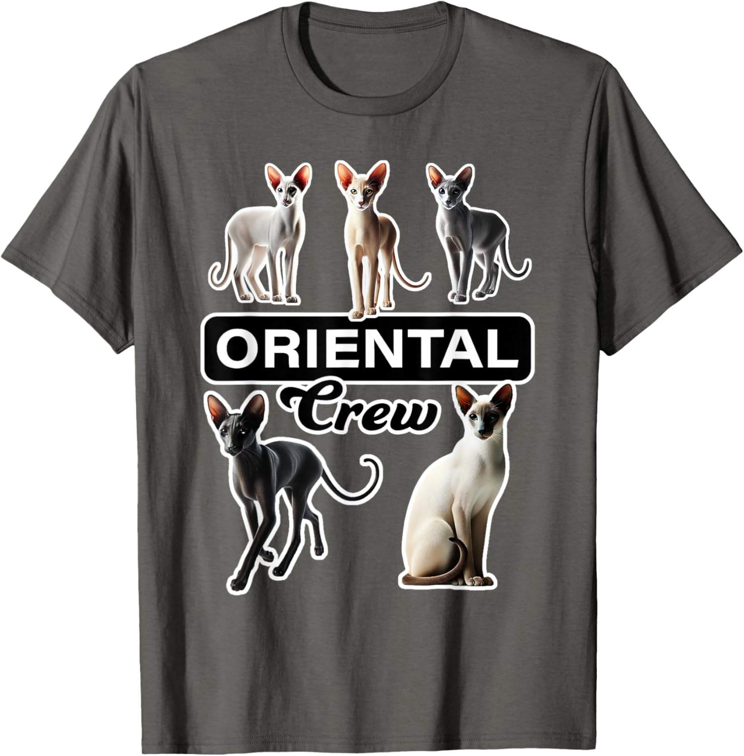 Oriental Cat Crew T-Shirt for Cat Lovers - Stylish and Comfortable Wear - 1
