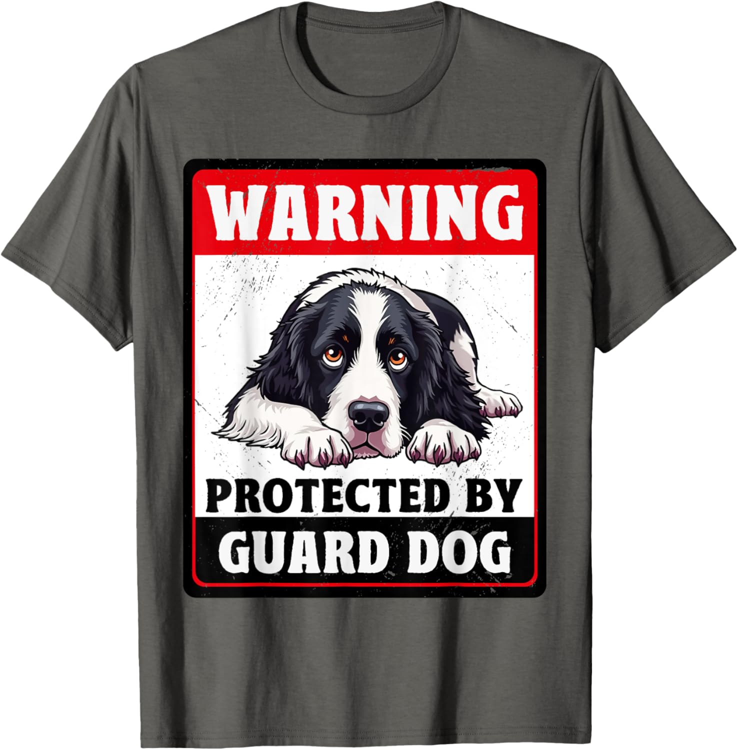 Warning Protected by English Springer Spaniel Guard Dog T-Shirt - 1