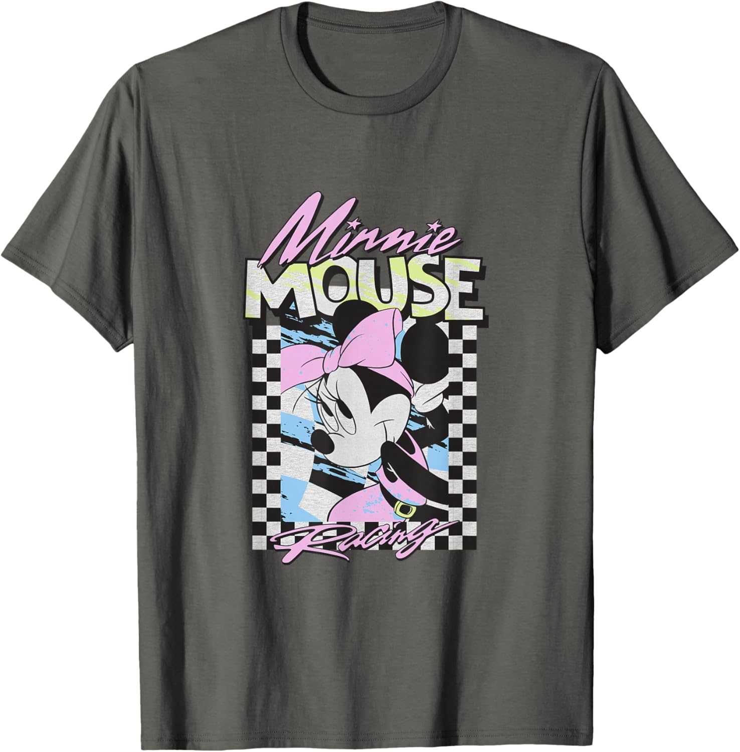Retro Mickey and Friends Checkered Flag T-Shirt for Fun Racing Fans - 1