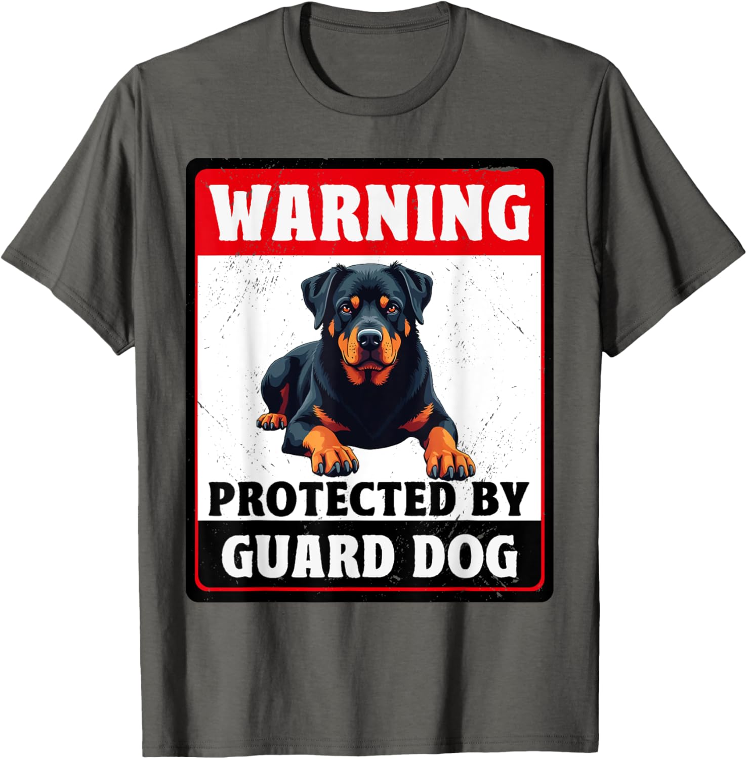 Warning Protected By Rottweiler Guard Dog T-Shirt for Dog Lovers - 3