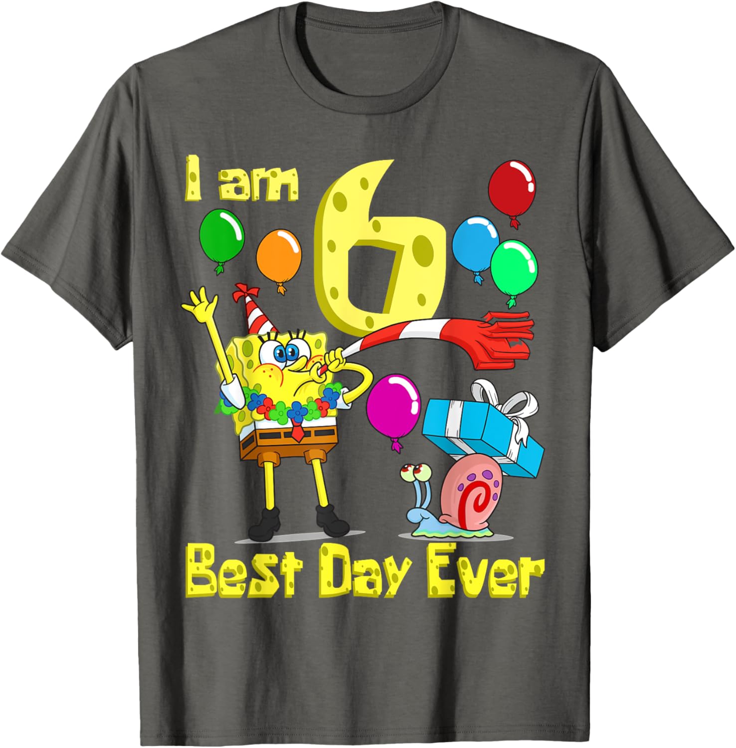 SpongeBob SquarePants Birthday T-Shirt for 6 Year Olds Fun Party Wear - 17