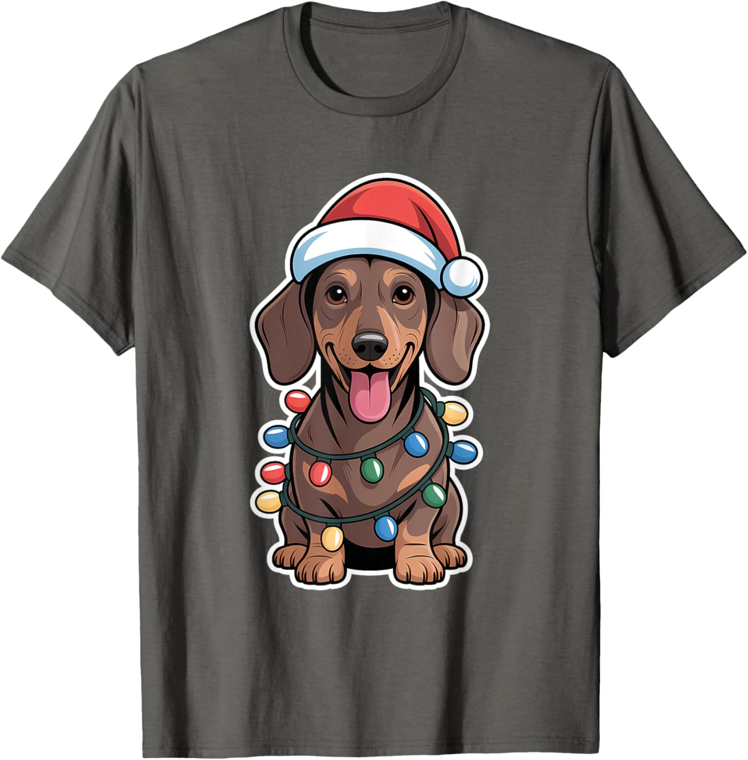 Dachshund in Christmas Lights T-Shirt - Festive Dog Lover Apparel - 2
