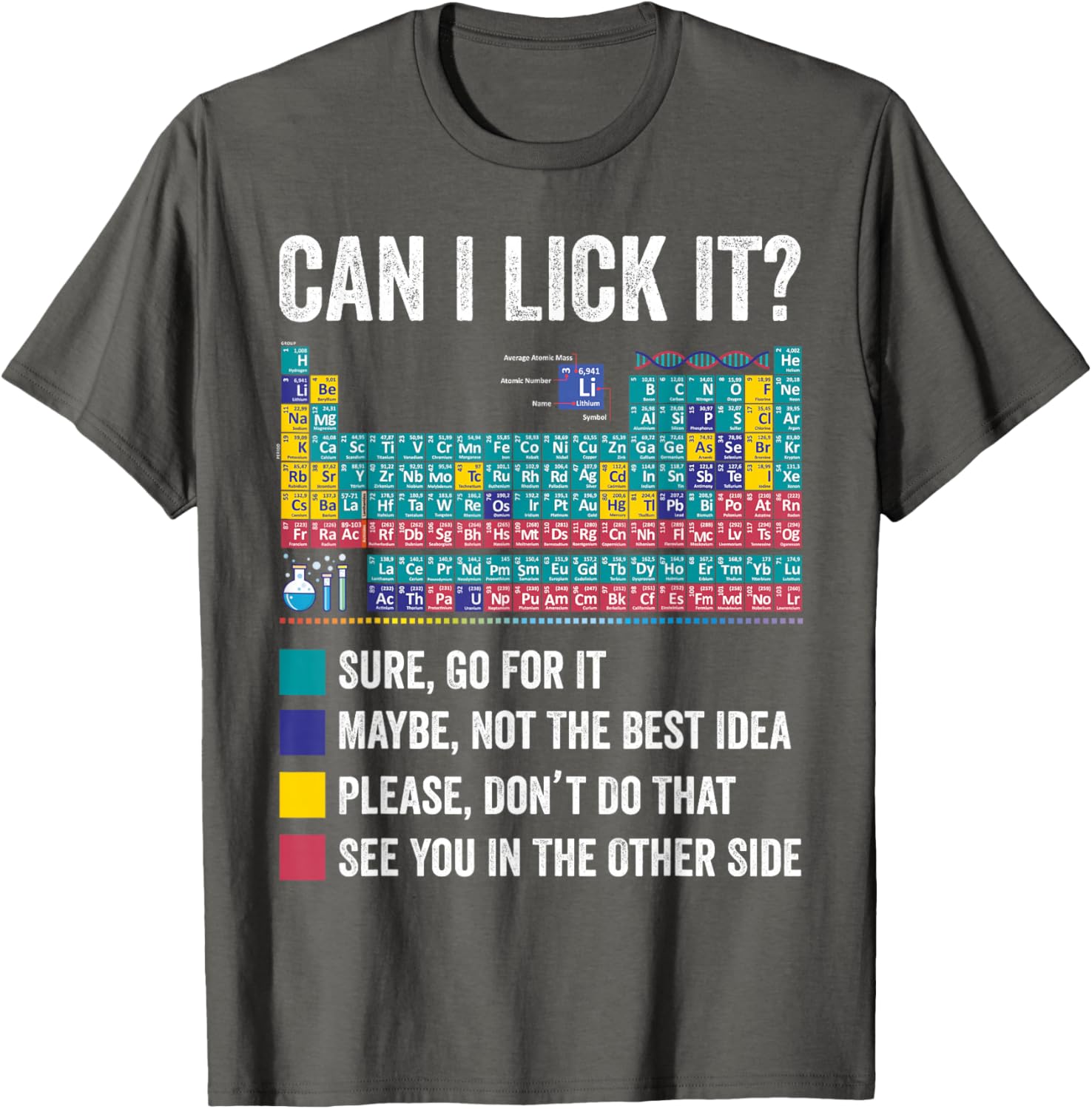 Fun Can I Lick It Periodic Table T-Shirt for Science Teachers and Fans - 11