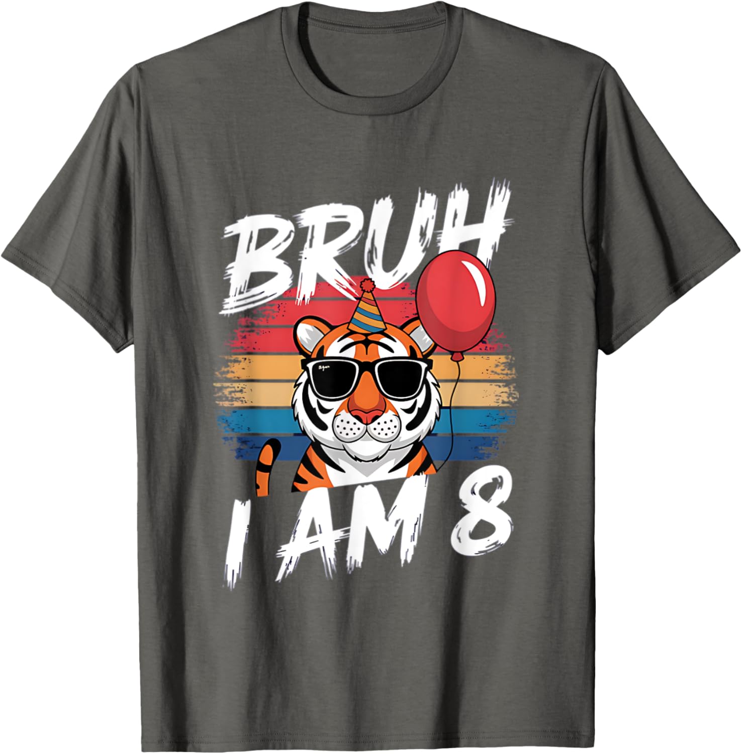 Retro Sunset Tiger Shirt for 8 Year Old's Birthday Party Fun - 18