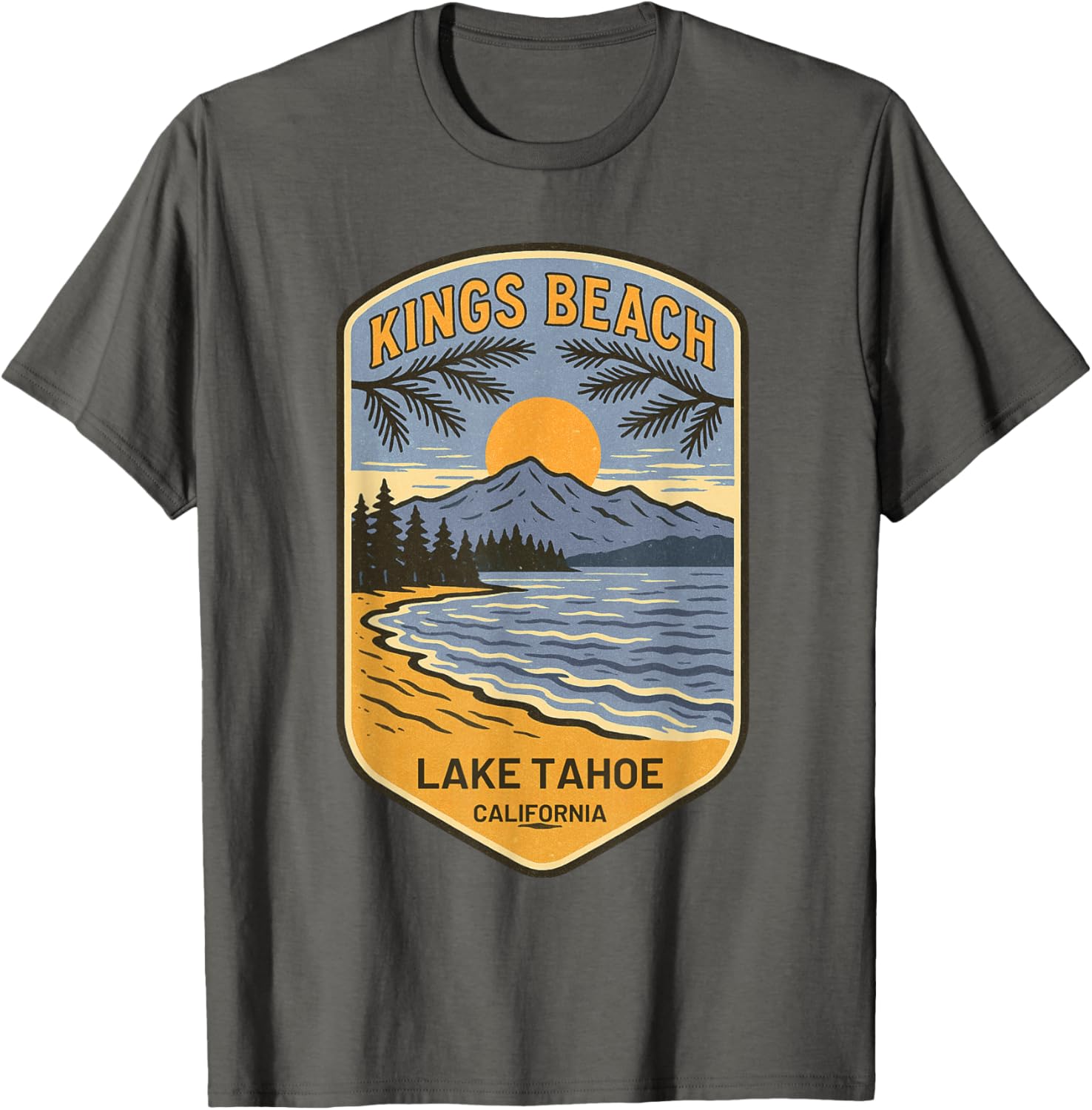 Retro Kings Beach Lake Tahoe T-Shirt Vintage Art Souvenir Apparel - 7