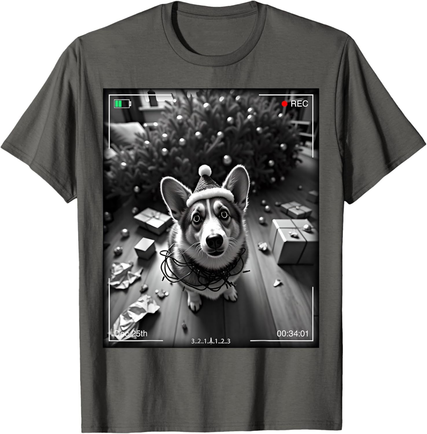 Christmas Corgi Caught on Camera Funny Holiday T-Shirt for Dog Lovers - 2
