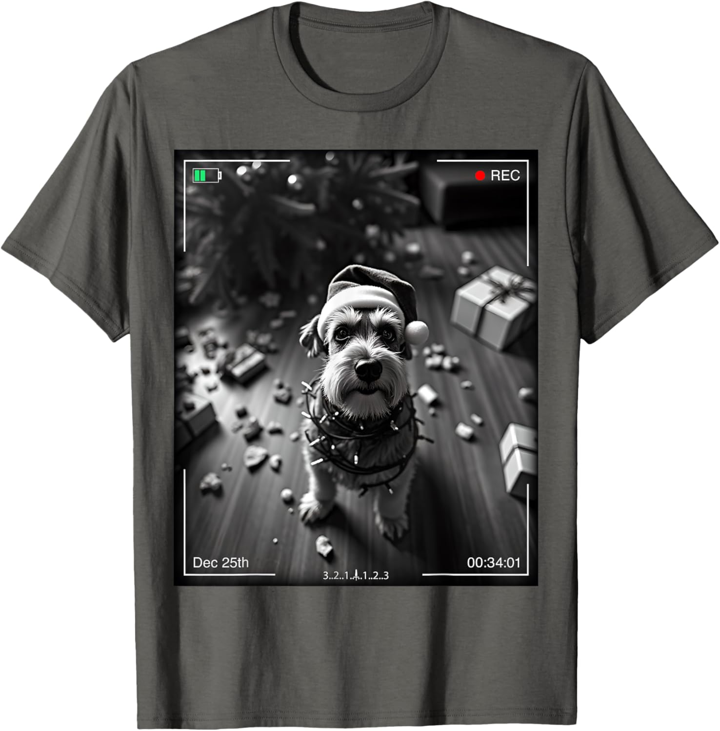 Christmas Schnauzer Caught on Camera T-Shirt for Dog Lovers - 3